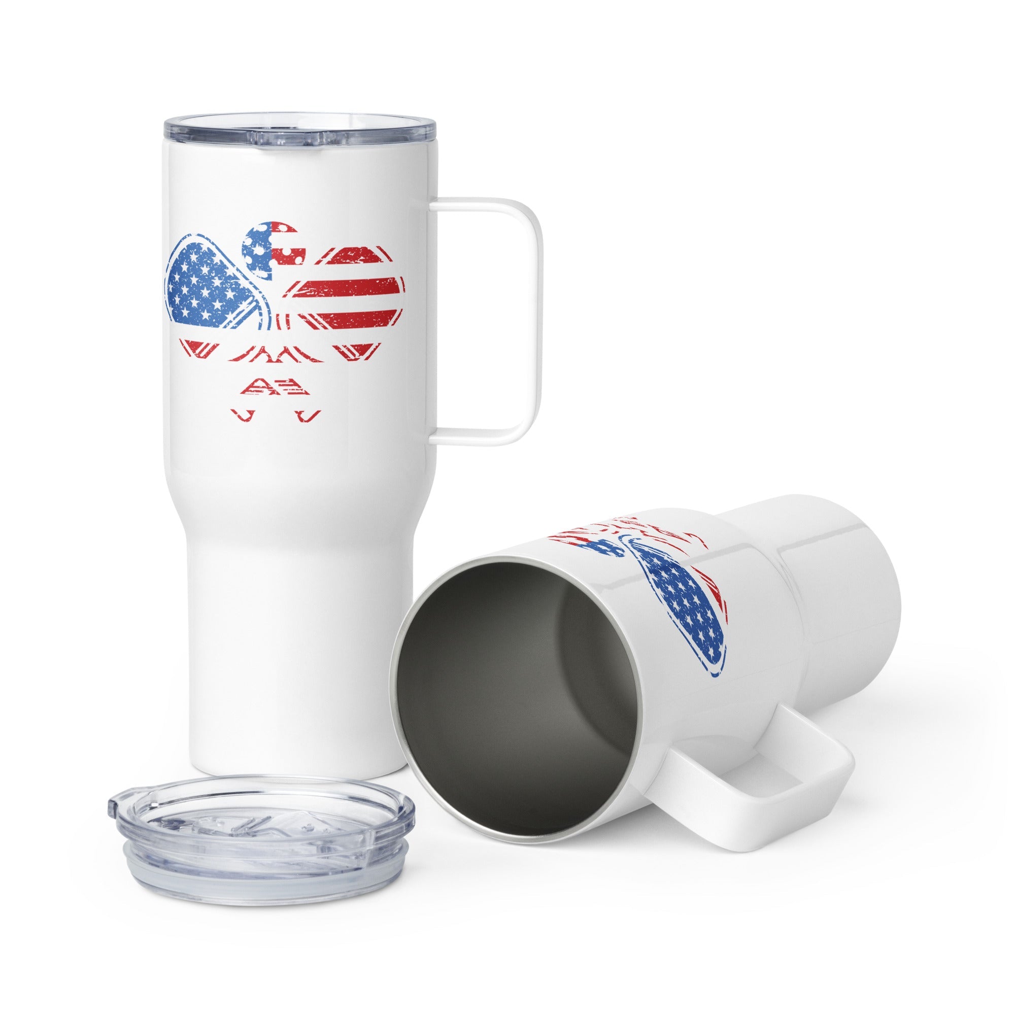 American Flag Pickleball Tumbler with handle - 25 oz