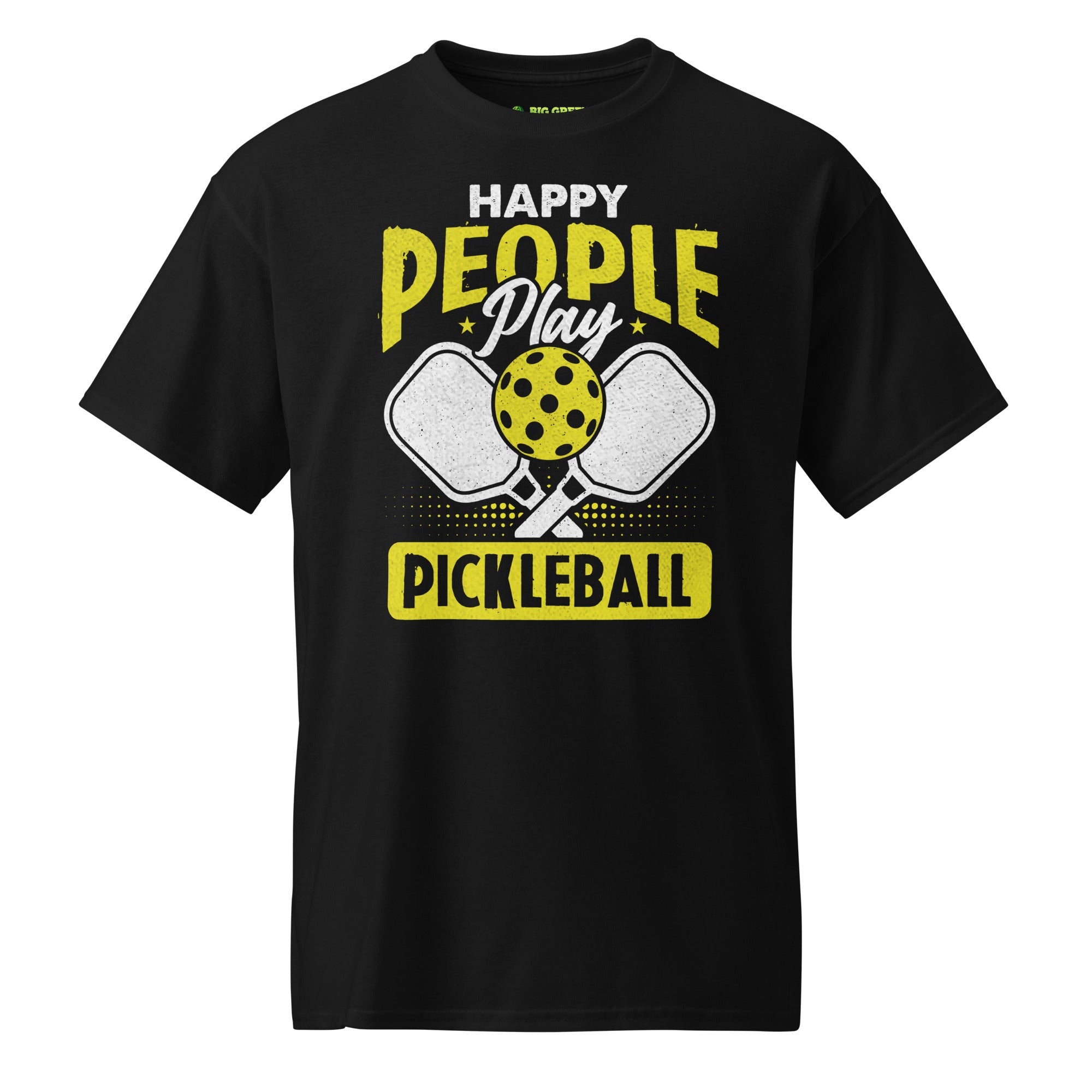Happy People Play Pickleball T-Shirt – Feel - Good Game Tee - Black