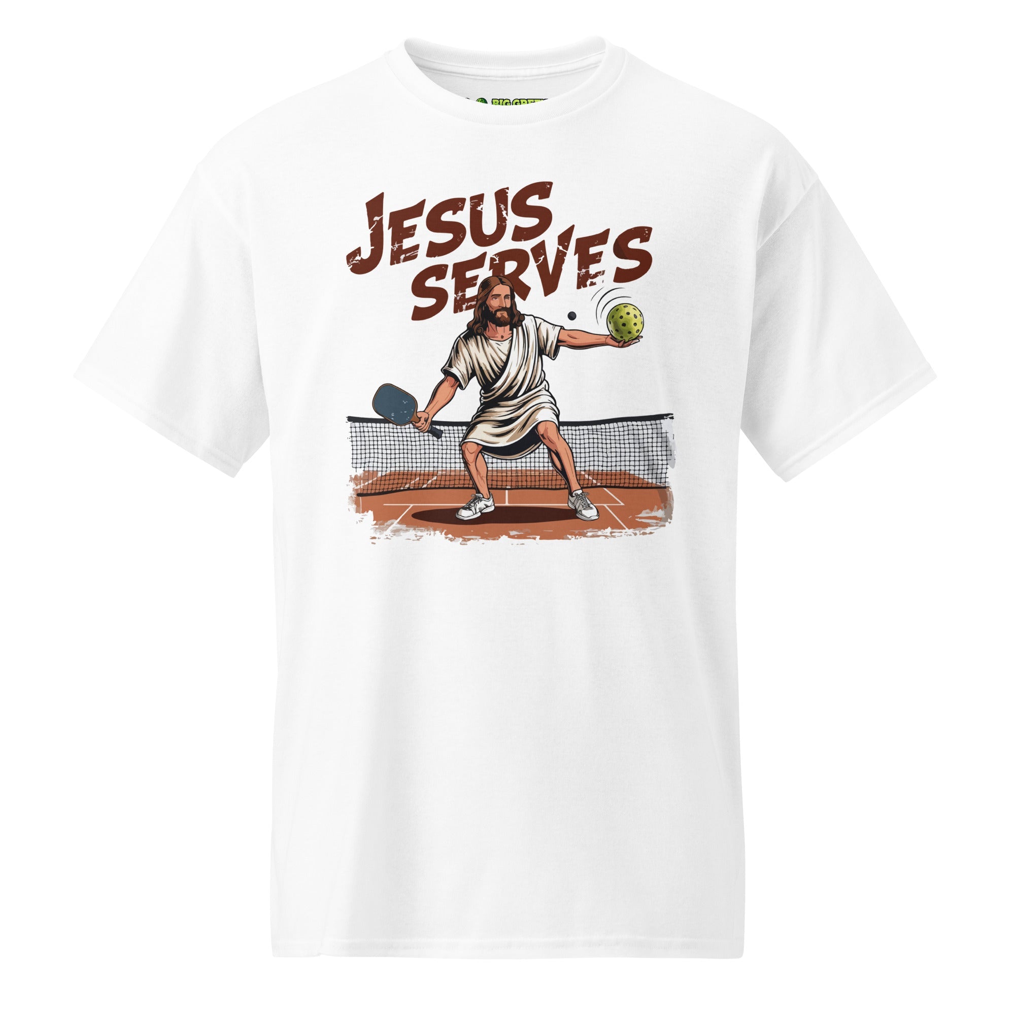 Jesus Serves T-Shirt – Funny Faith Pickleball Tee - White