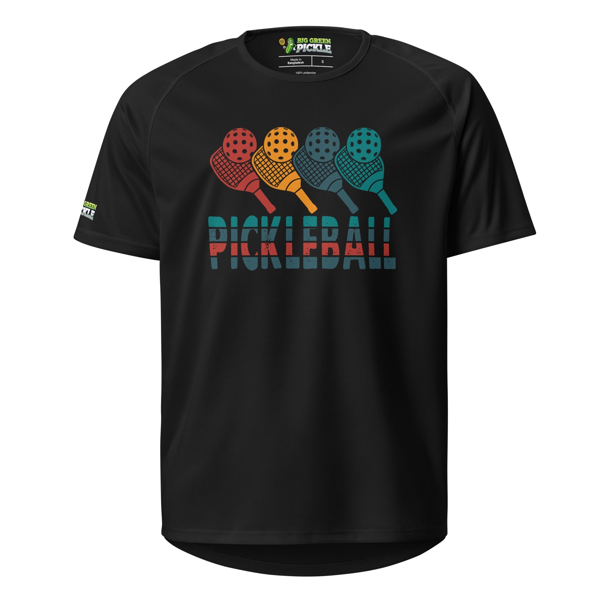 Paddles Pickleball Polyester Mesh Jersey T-Shirt - Black