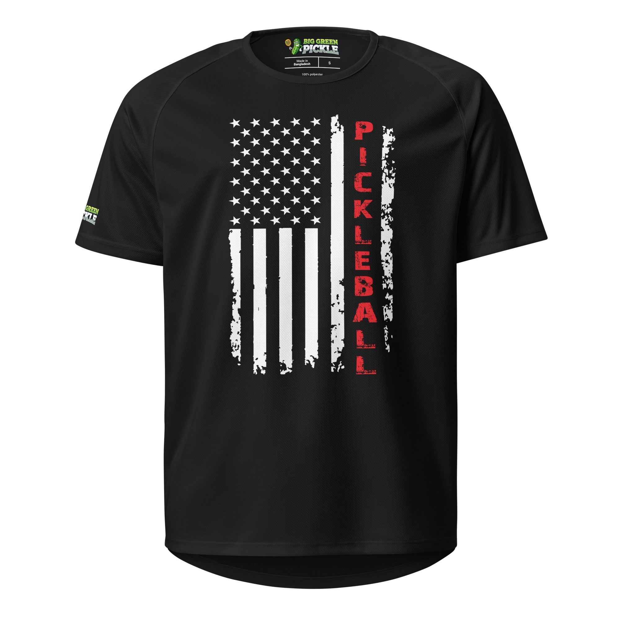 Pickleball American Flag Unisex Sports Jersey – Bold Red, White & Serve - Black