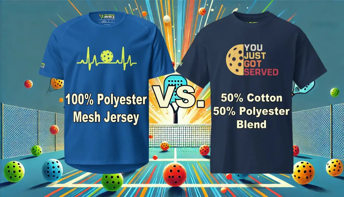 50/50 Blend vs. 100% Polyester: Which Pickleball T-Shirt is Right for You? - Big Green Pickle