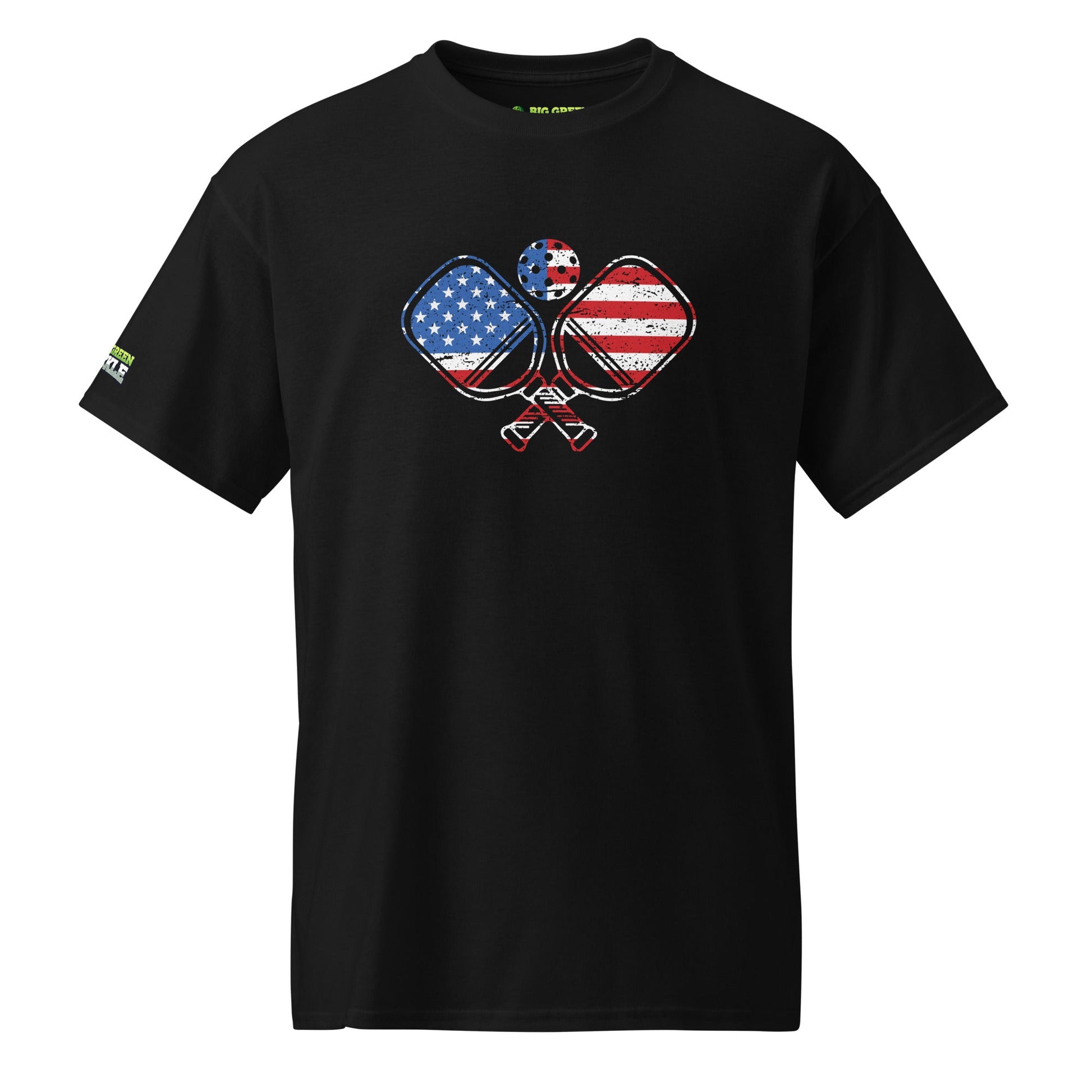 American Flag Pickleball on 50/50 DryBlend T-Shirt - Black