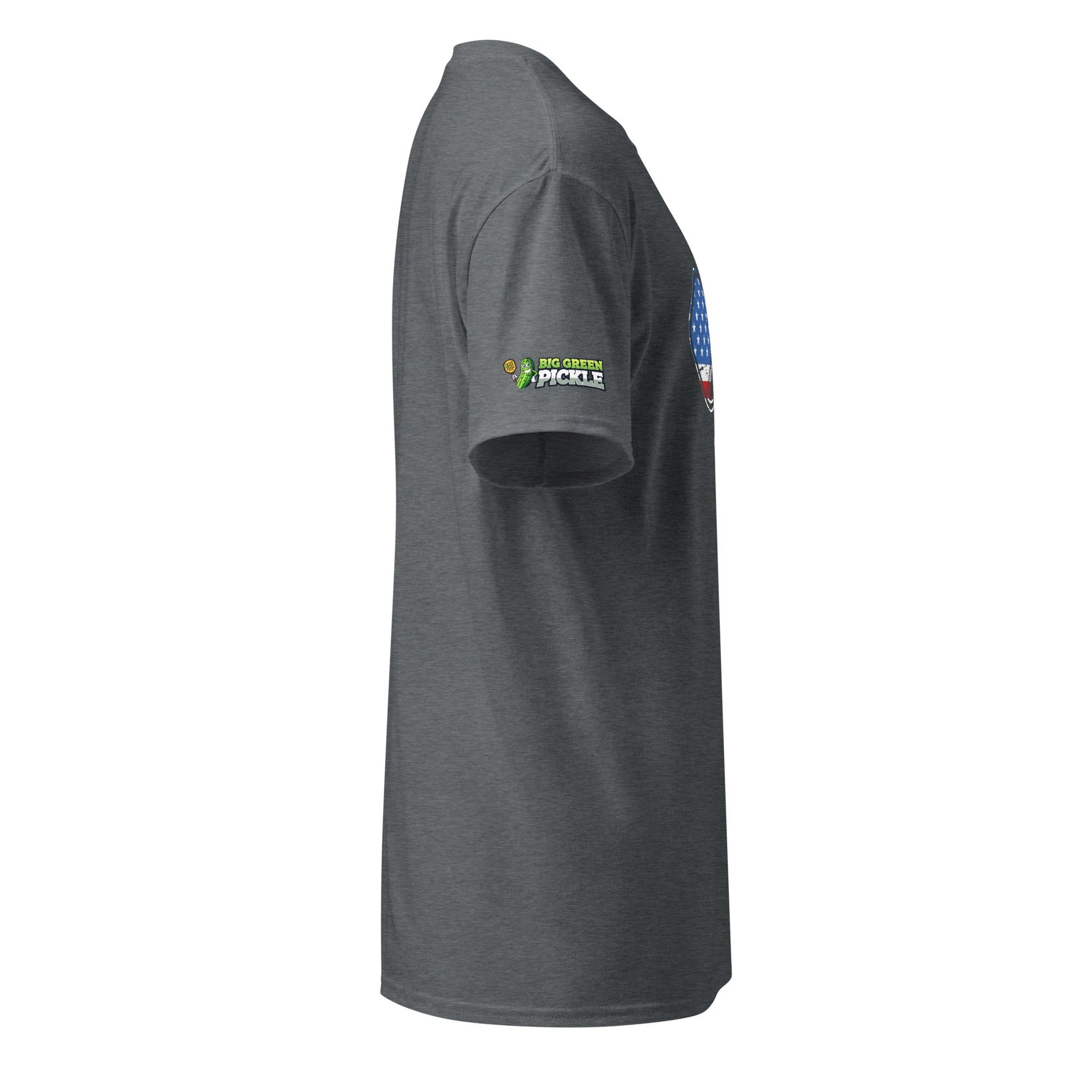 American Flag Pickleball on 50/50 DryBlend T-Shirt - Dark Heather