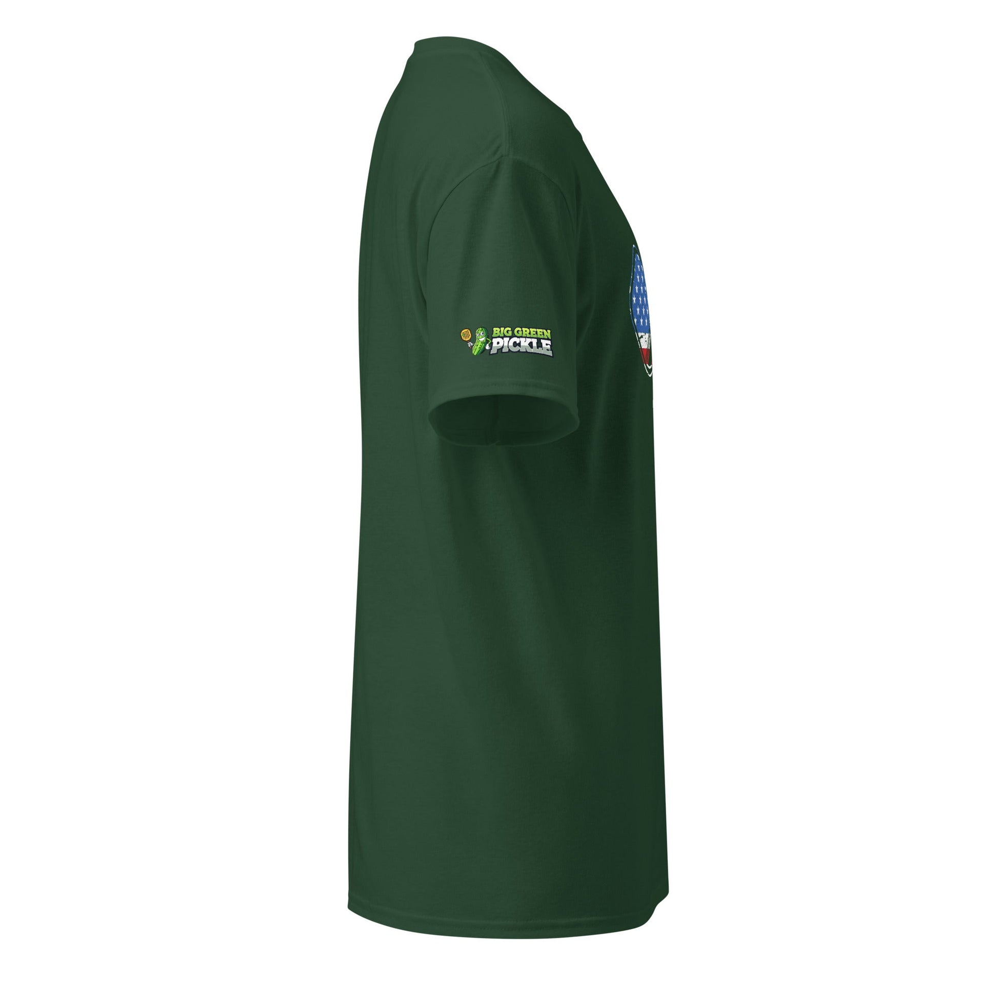 American Flag Pickleball on 50/50 DryBlend T-Shirt - Forest Green