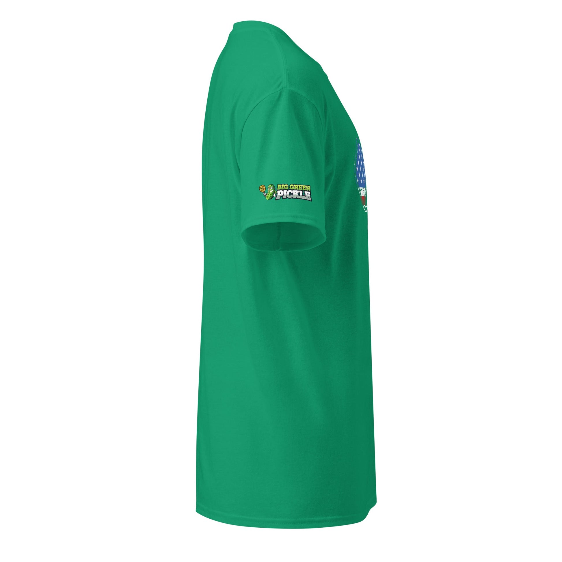 American Flag Pickleball on 50/50 DryBlend T-Shirt - Kelly Green