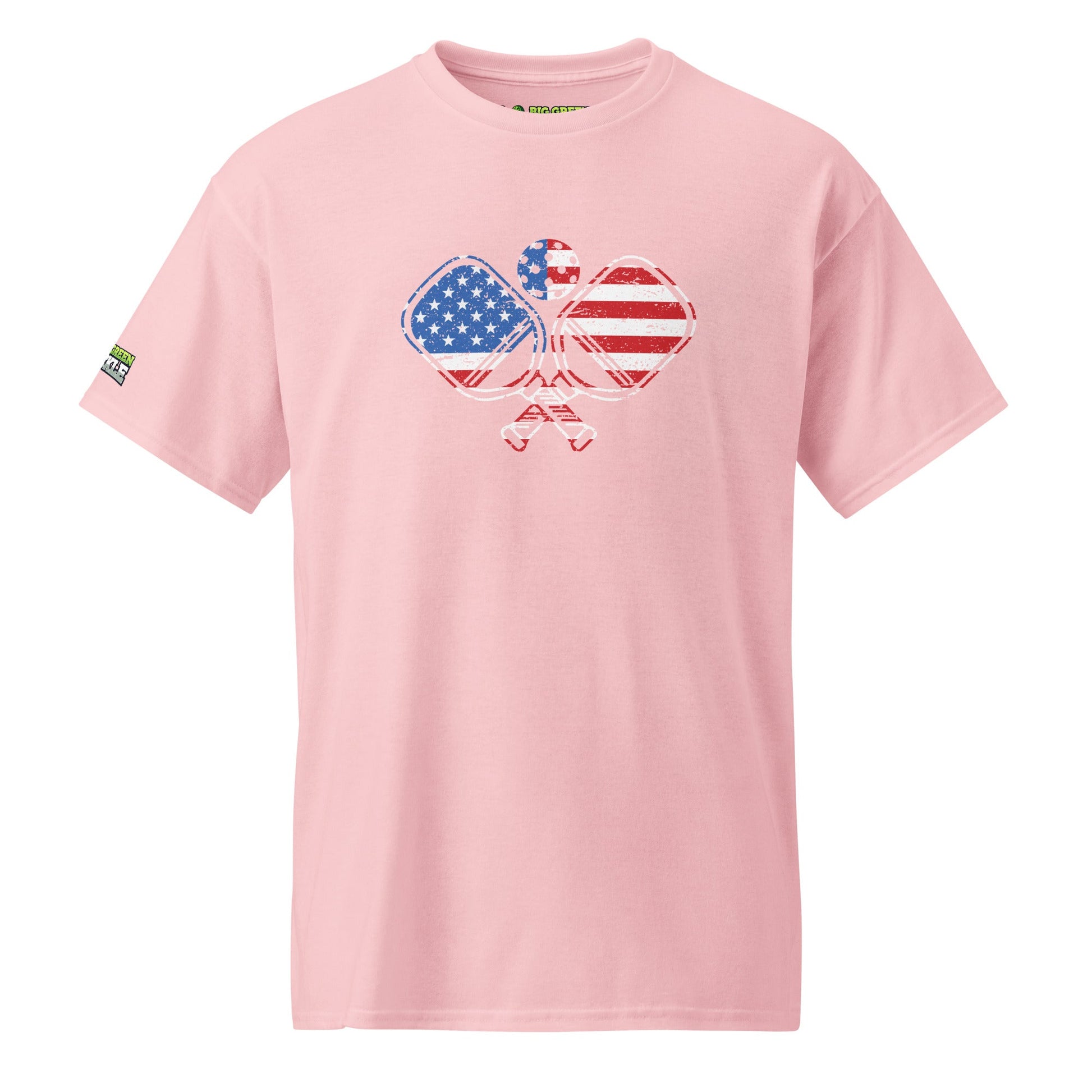 American Flag Pickleball on 50/50 DryBlend T-Shirt - Light Pink