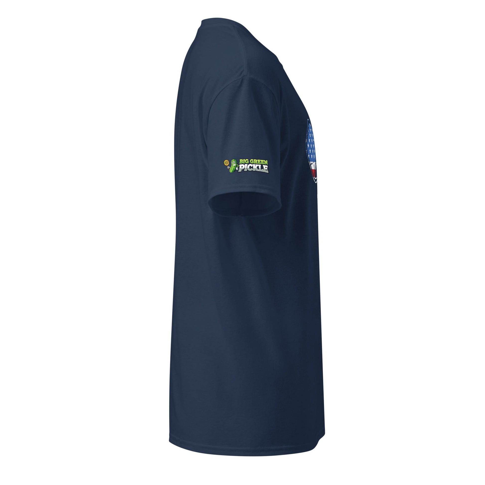 American Flag Pickleball on 50/50 DryBlend T-Shirt - Navy