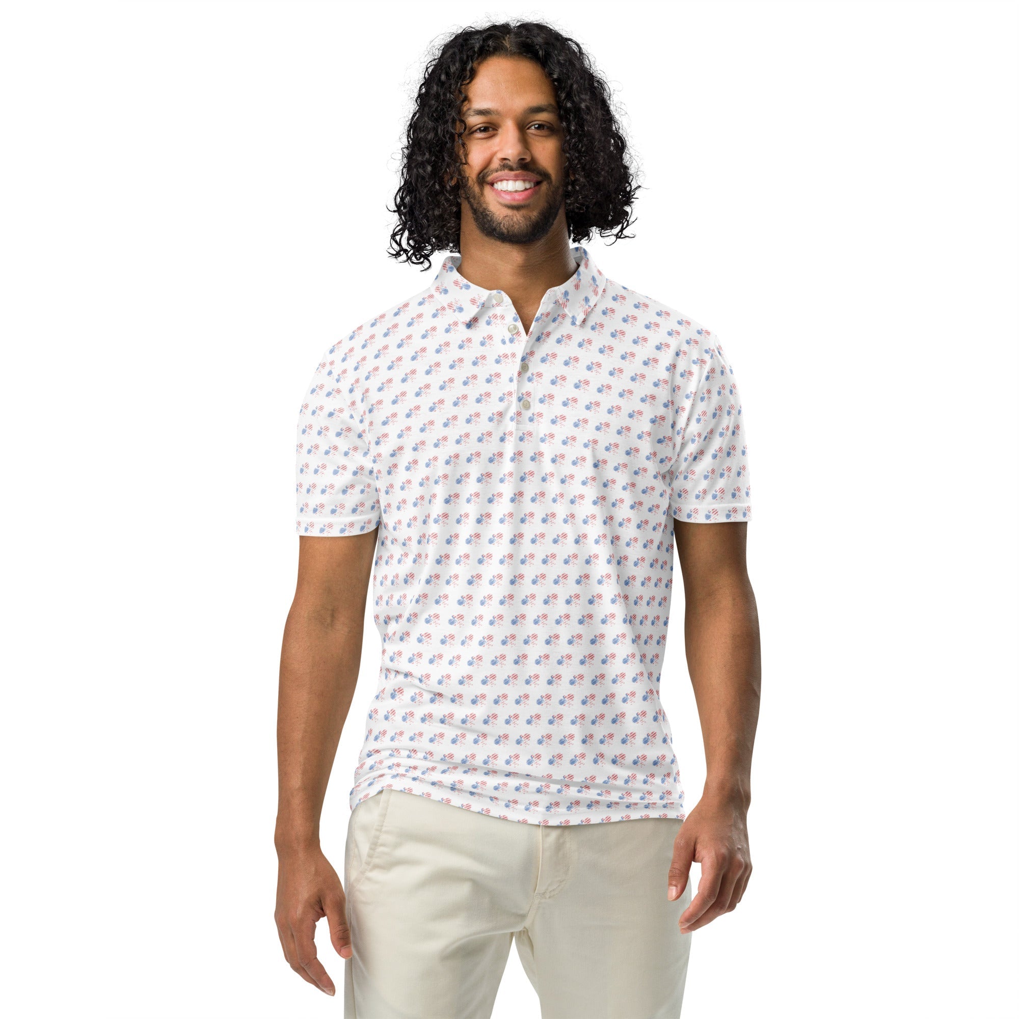 American Flag Pickleball Polo Shirt (all over print design) - XS