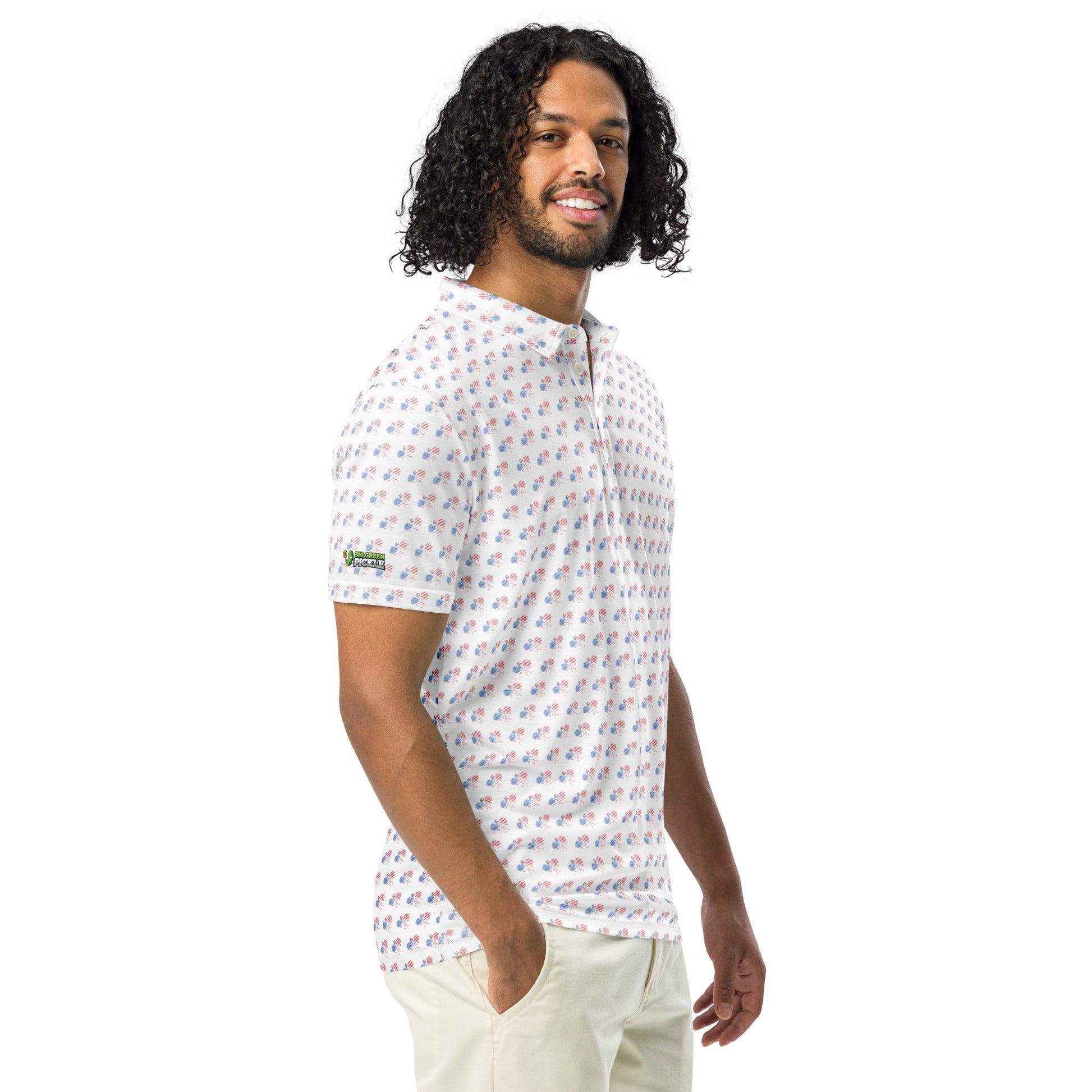 American Flag Pickleball Polo Shirt (all over print design) - XS