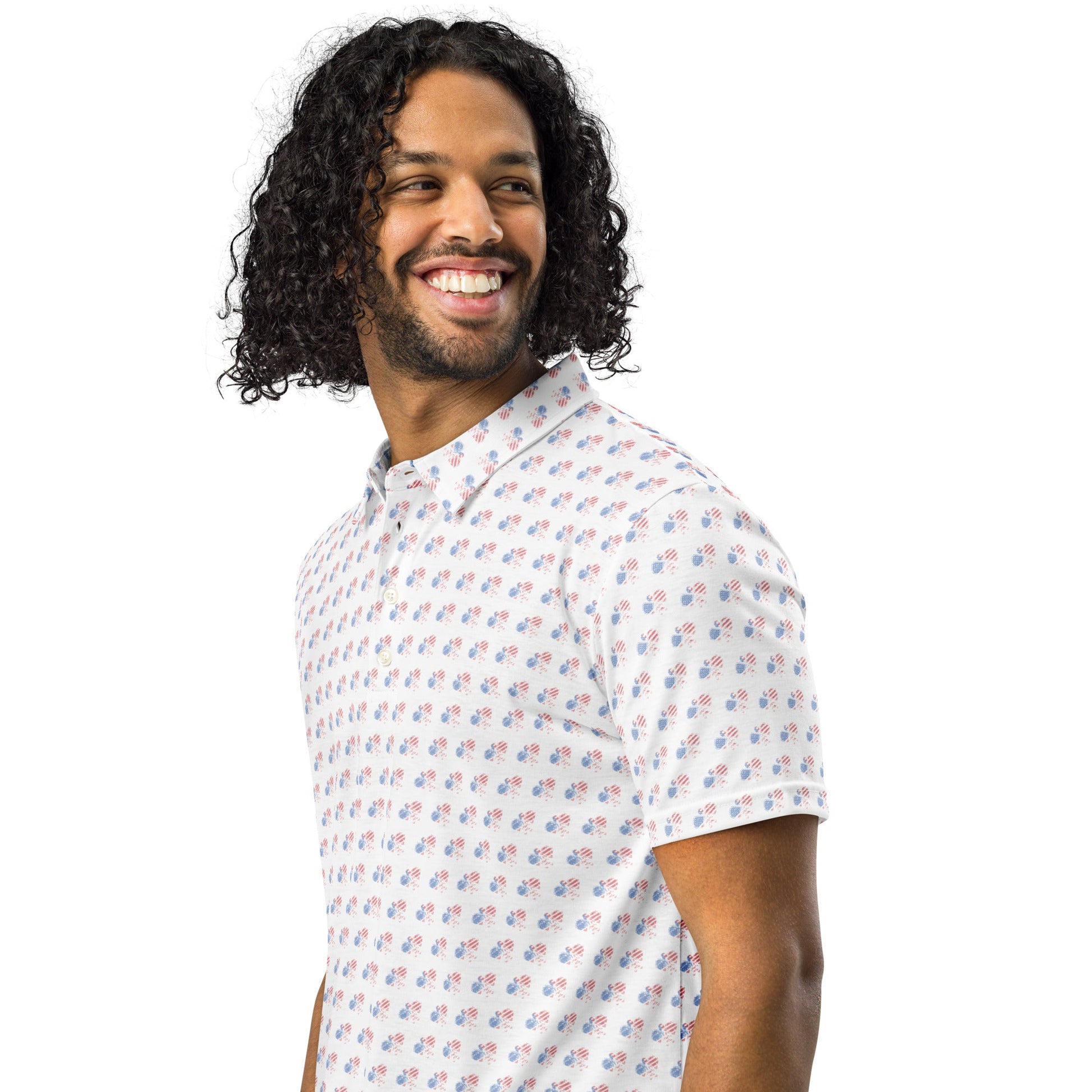 American Flag Pickleball Polo Shirt (all over print design) - XS