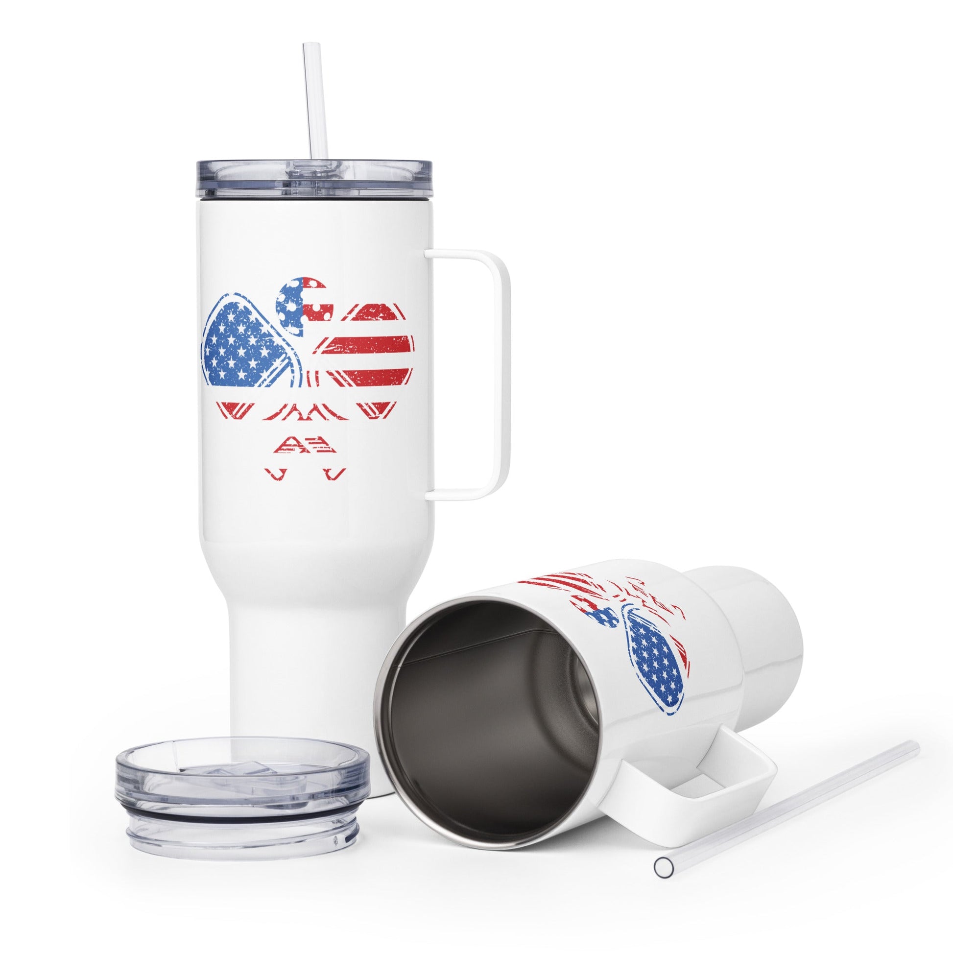 American Flag Pickleball Tumbler with handle - 40 oz