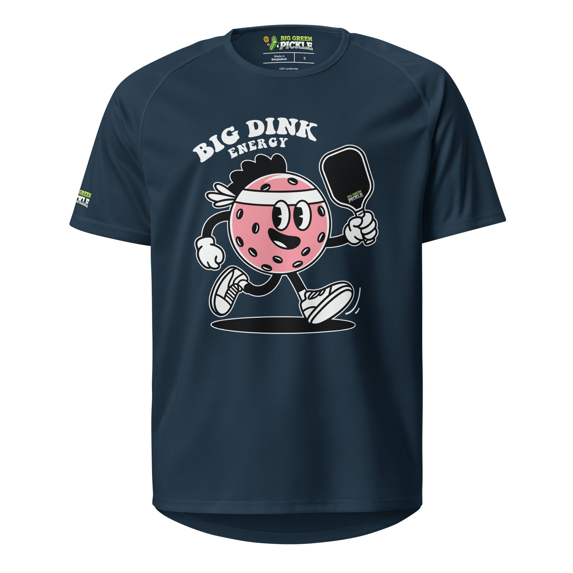 Big Dink Energy (Pink Pickleball) Moisture Wicking Polyester Mesh T-Shirts - French Navy