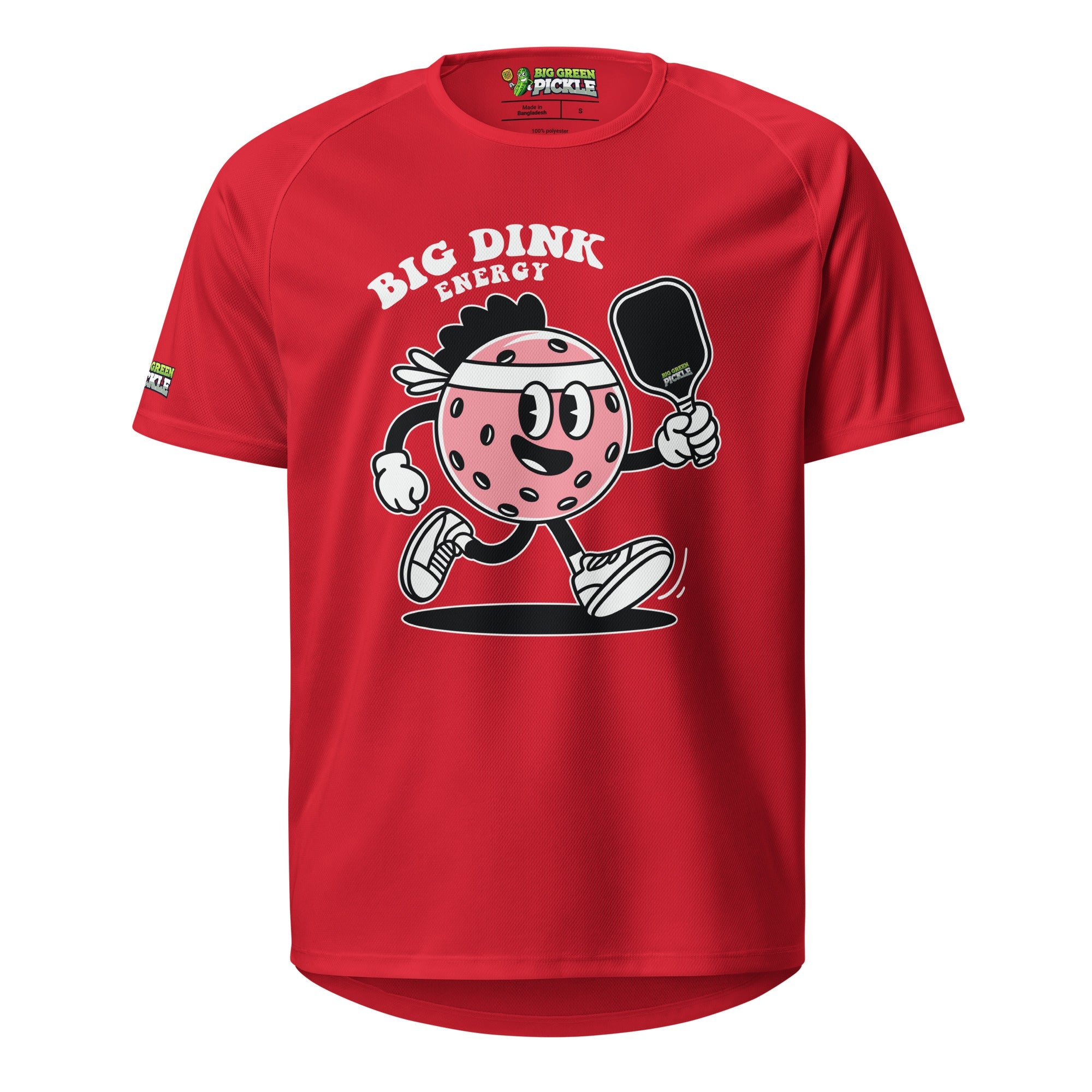 Big Dink Energy (Pink Pickleball) Moisture Wicking Polyester Mesh T-Shirts - Red