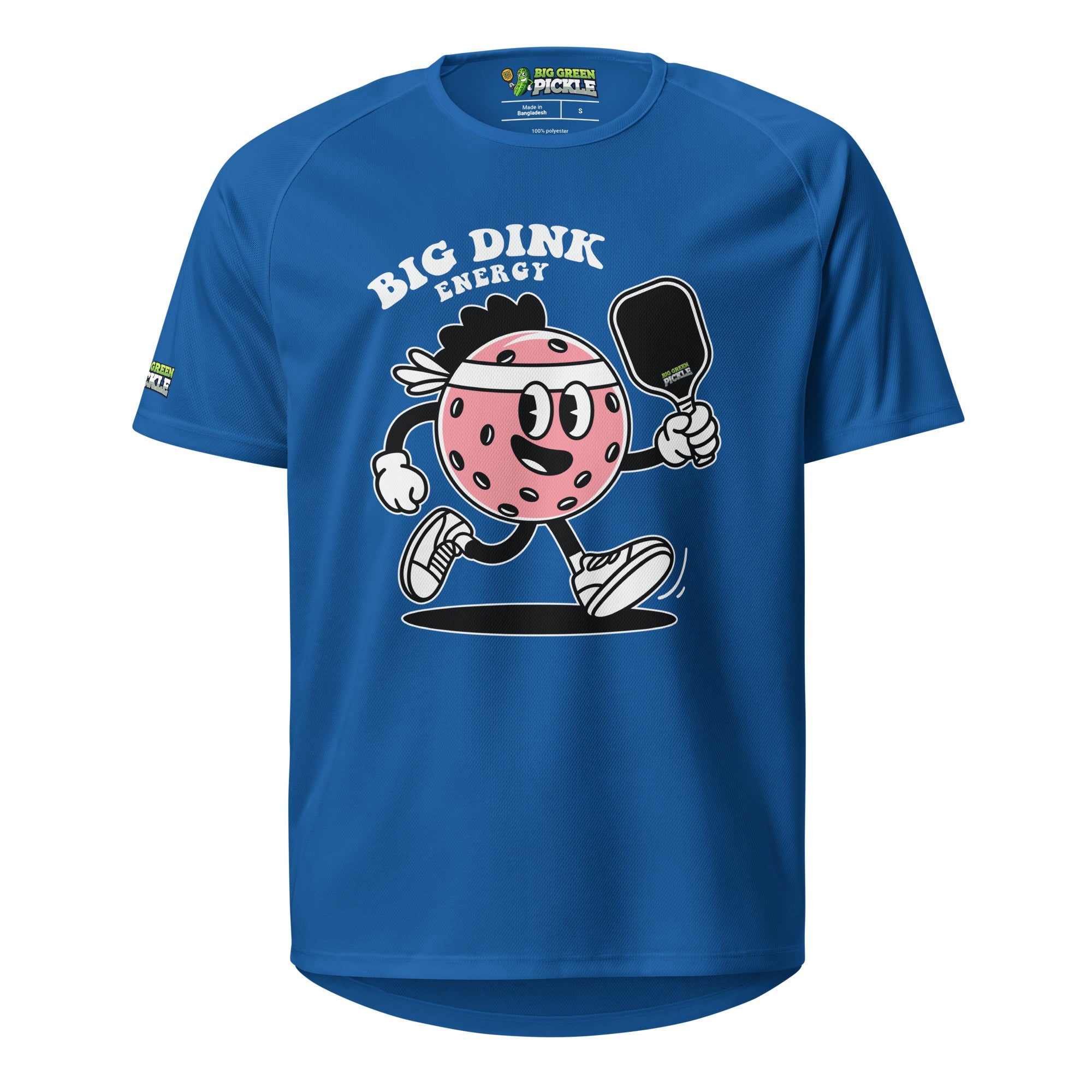 Big Dink Energy (Pink Pickleball) Moisture Wicking Polyester Mesh T-Shirts - Royal Blue