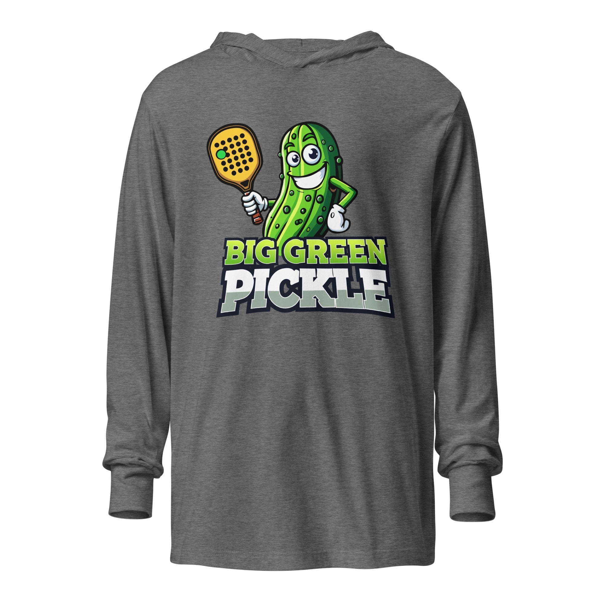 Big Green Pickle hooded long - sleeve tee - Grey Triblend