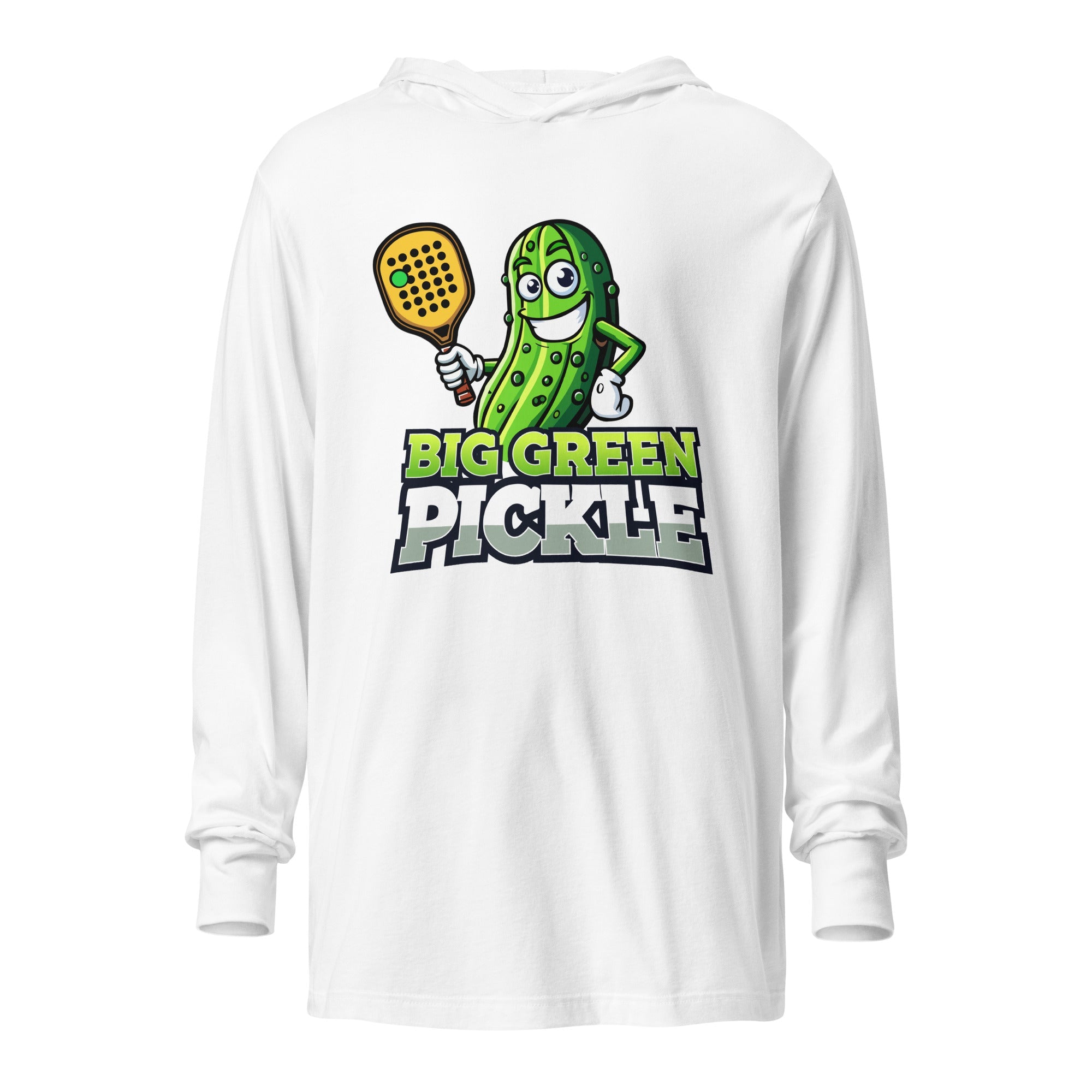 Big Green Pickle hooded long - sleeve tee - White