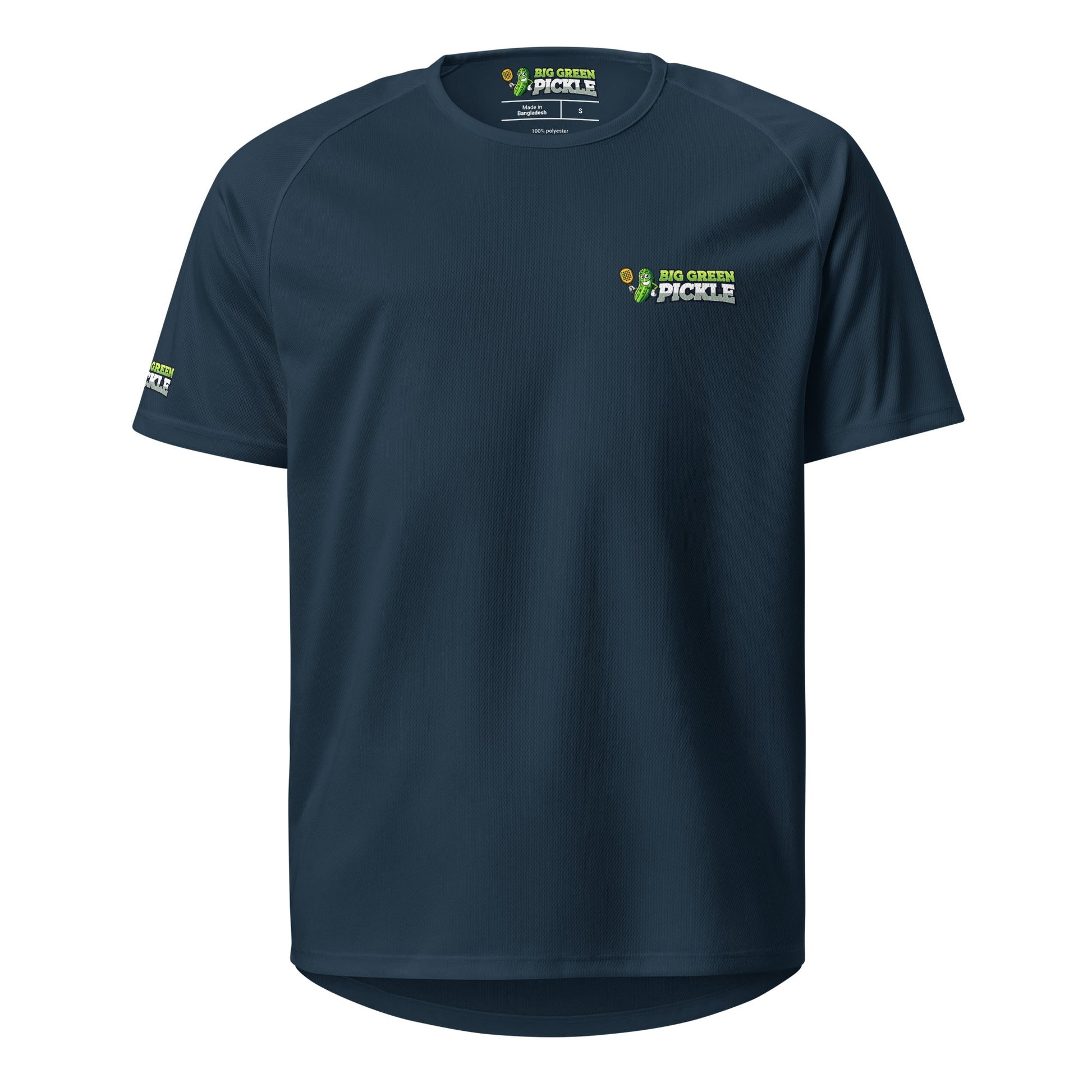 Big Green Pickle Moisture Wicking Polyester Mesh T-Shirt (front/back) - Black