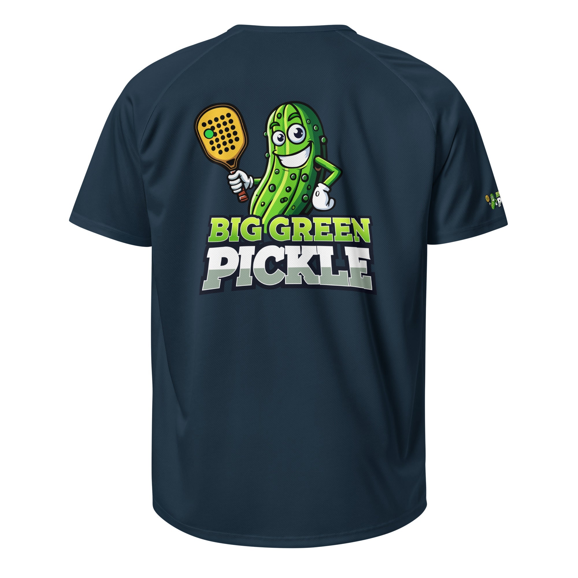 Big Green Pickle Moisture Wicking Polyester Mesh T-Shirt (front/back) - French Navy