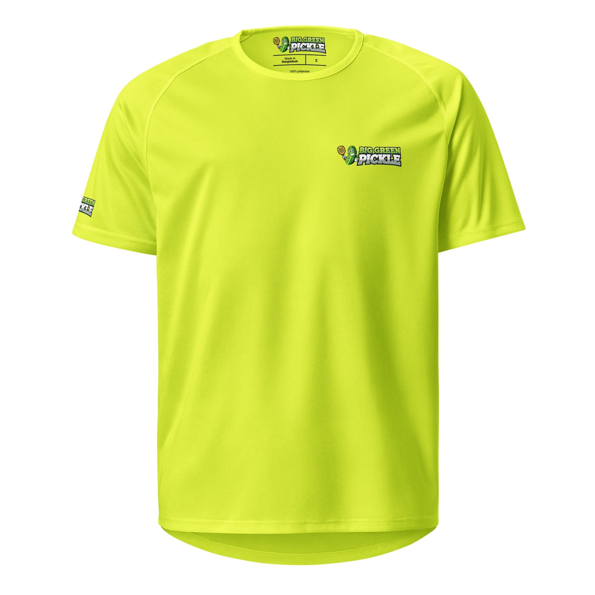 Big Green Pickle Moisture Wicking Polyester Mesh T-Shirt (front/back) - Neon Orange