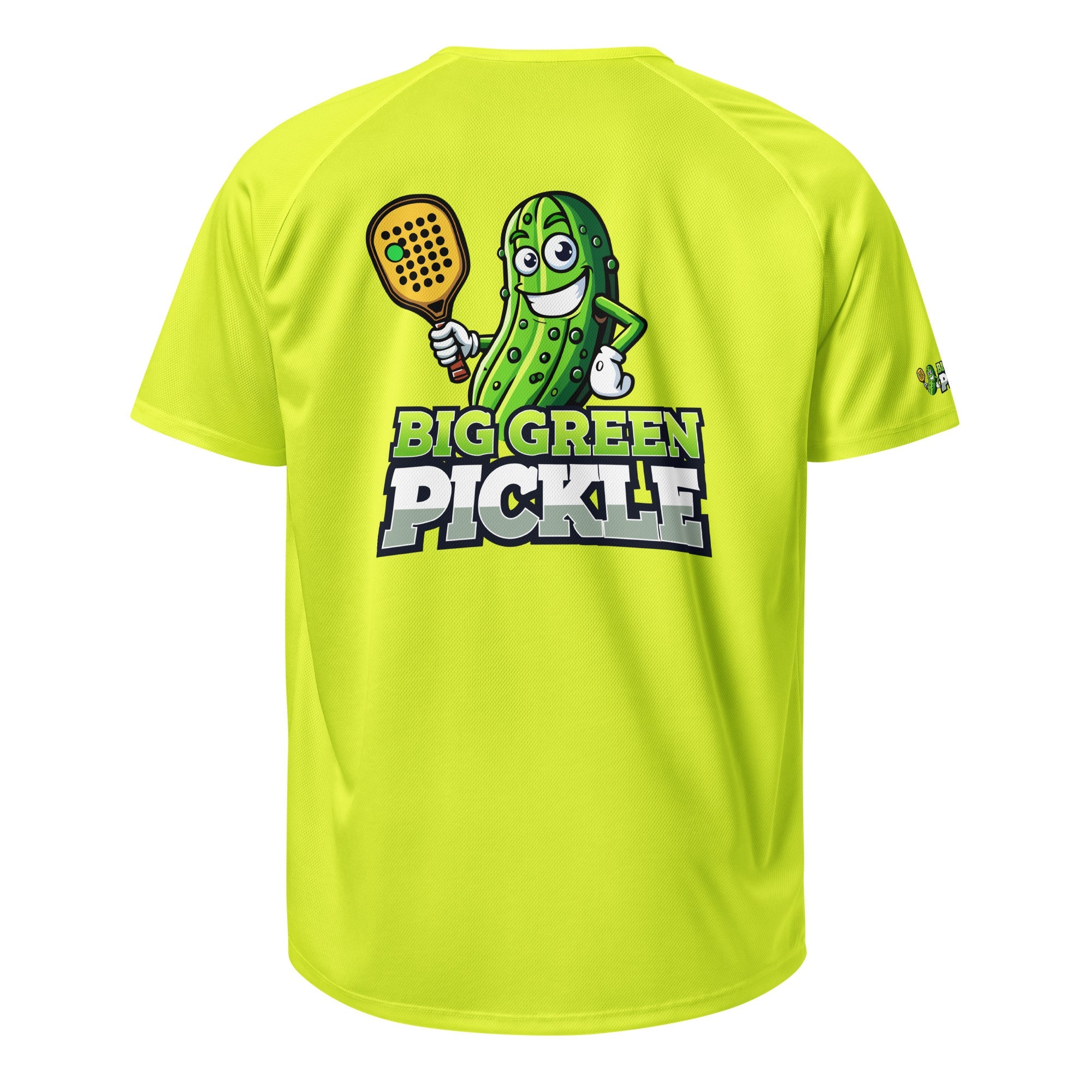 Big Green Pickle Moisture Wicking Polyester Mesh T-Shirt (front/back) - Neon Yellow