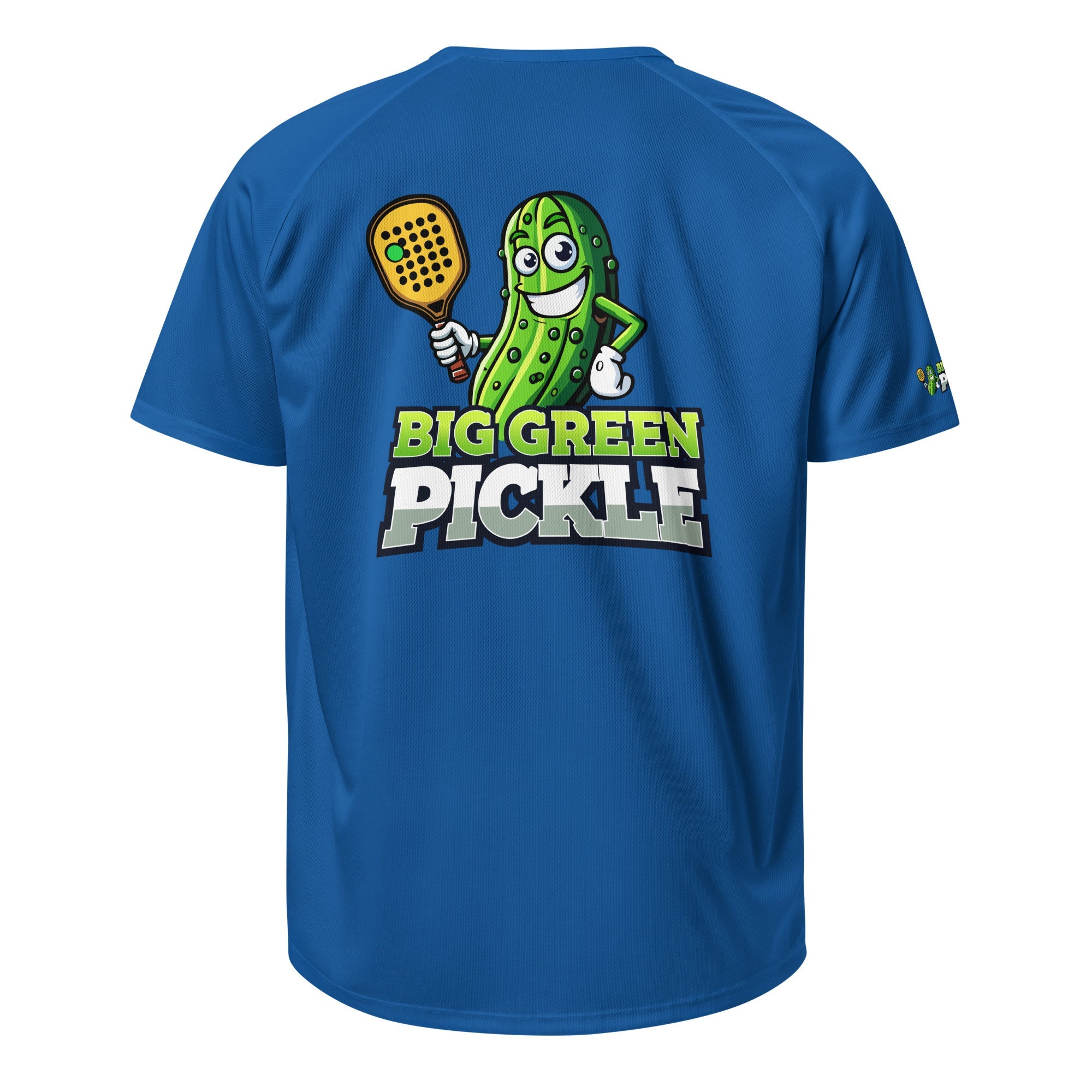 Big Green Pickle Moisture Wicking Polyester Mesh T-Shirt (front/back) - Royal Blue