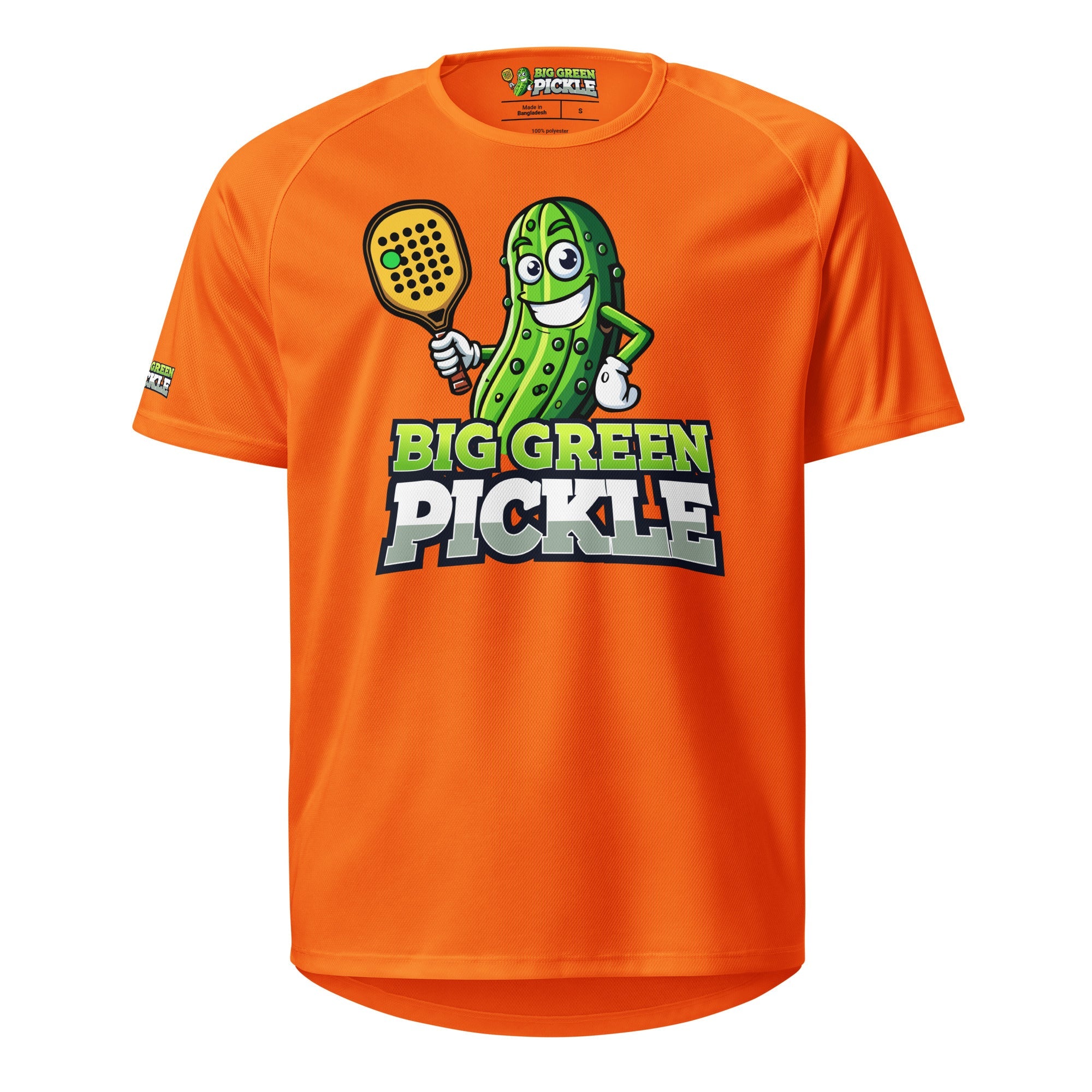 Big Green Pickle Moisture Wicking T-Shirt - Neon Orange