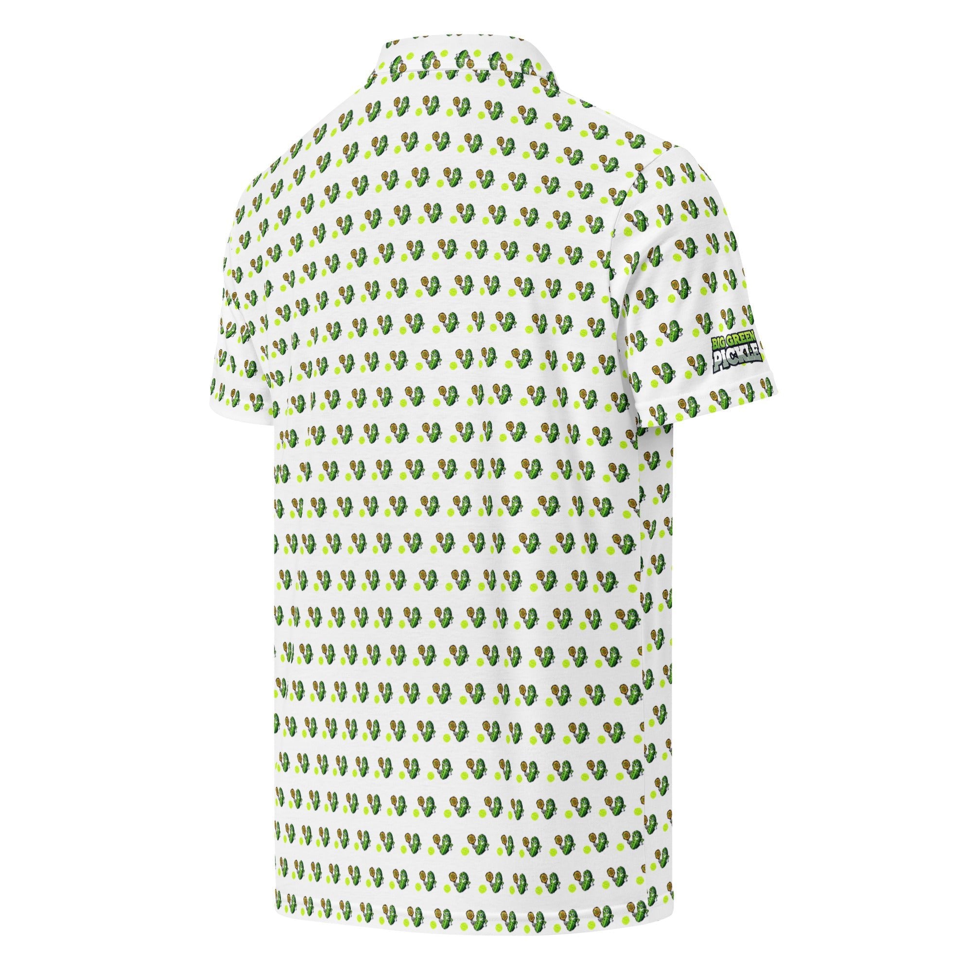 Big Green Pickle Pickleball Polo Shirt – Moisture - Wicking All - Over Print - XS