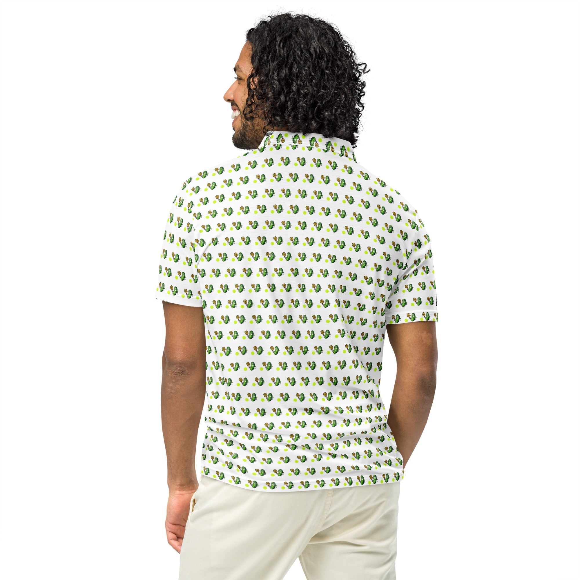 Big Green Pickle Pickleball Polo Shirt – Moisture - Wicking All - Over Print - XS