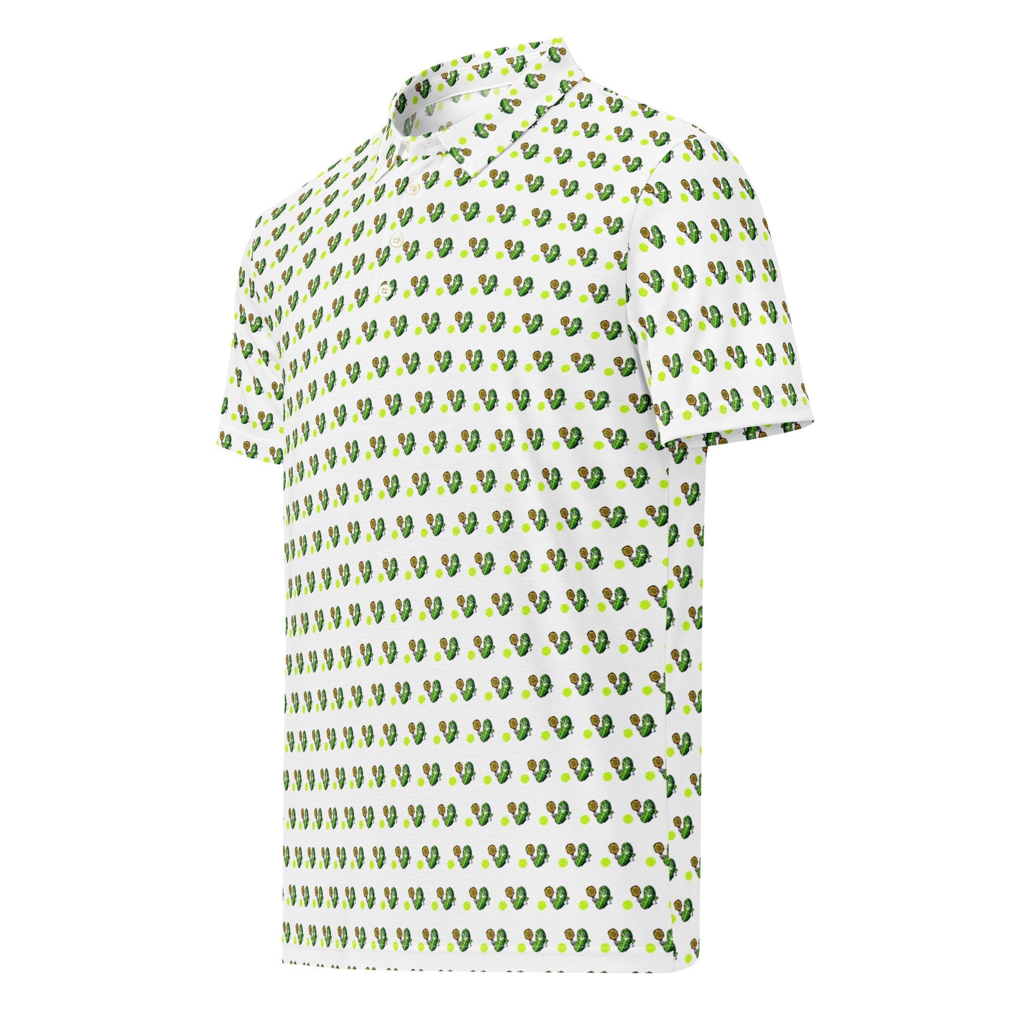 Big Green Pickle Pickleball Polo Shirt – Moisture - Wicking All - Over Print - XS