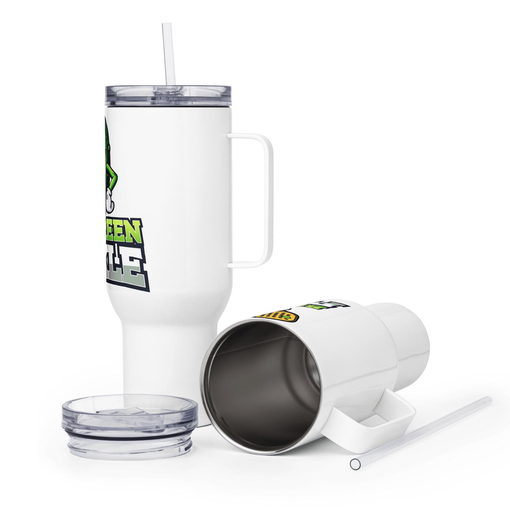 Big Green Pickle Travel mug with handle - 25 oz