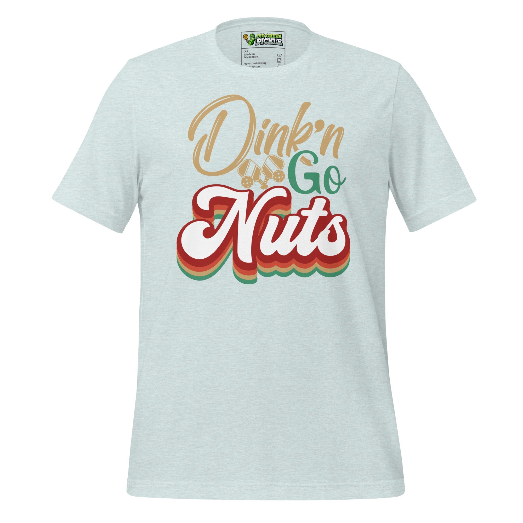Dink'n Go Nuts Pickleball Graphic Tee - Heather Prism Ice Blue