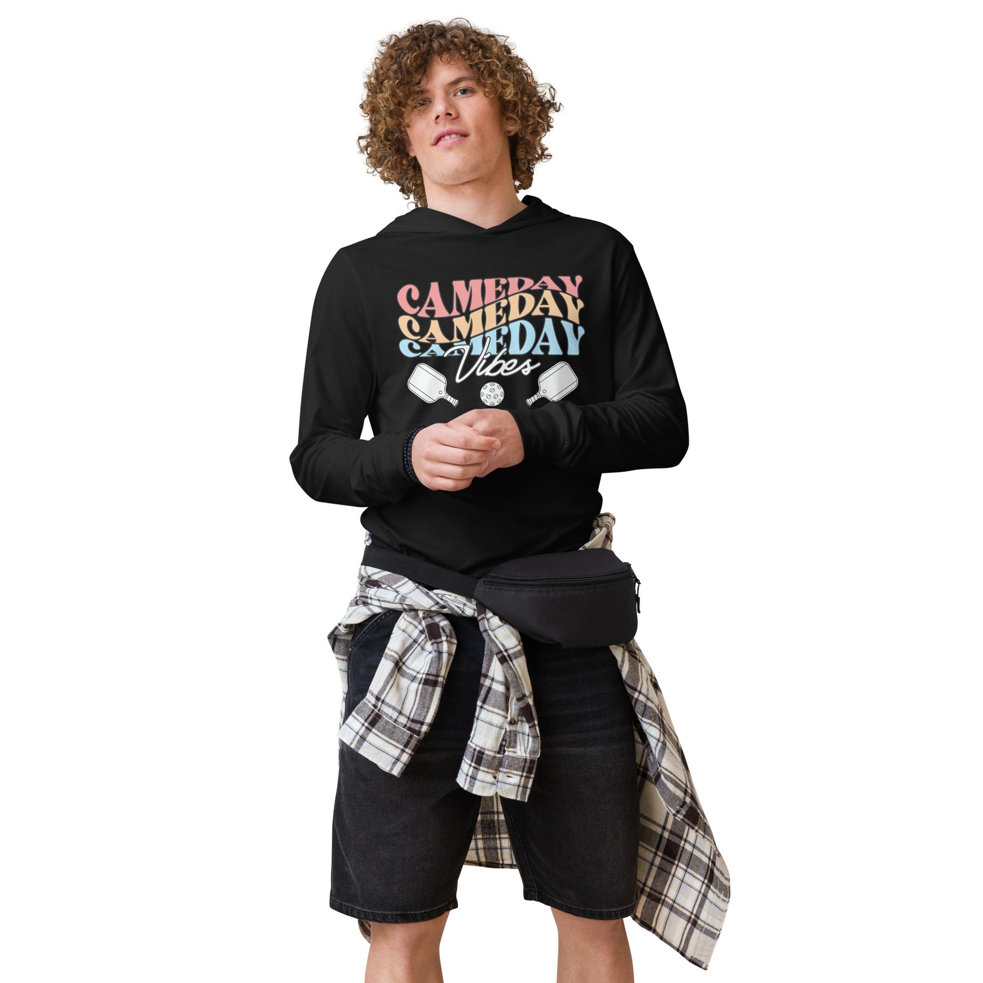 Gameday Vibes Pickleball Hoodie Tee - Black