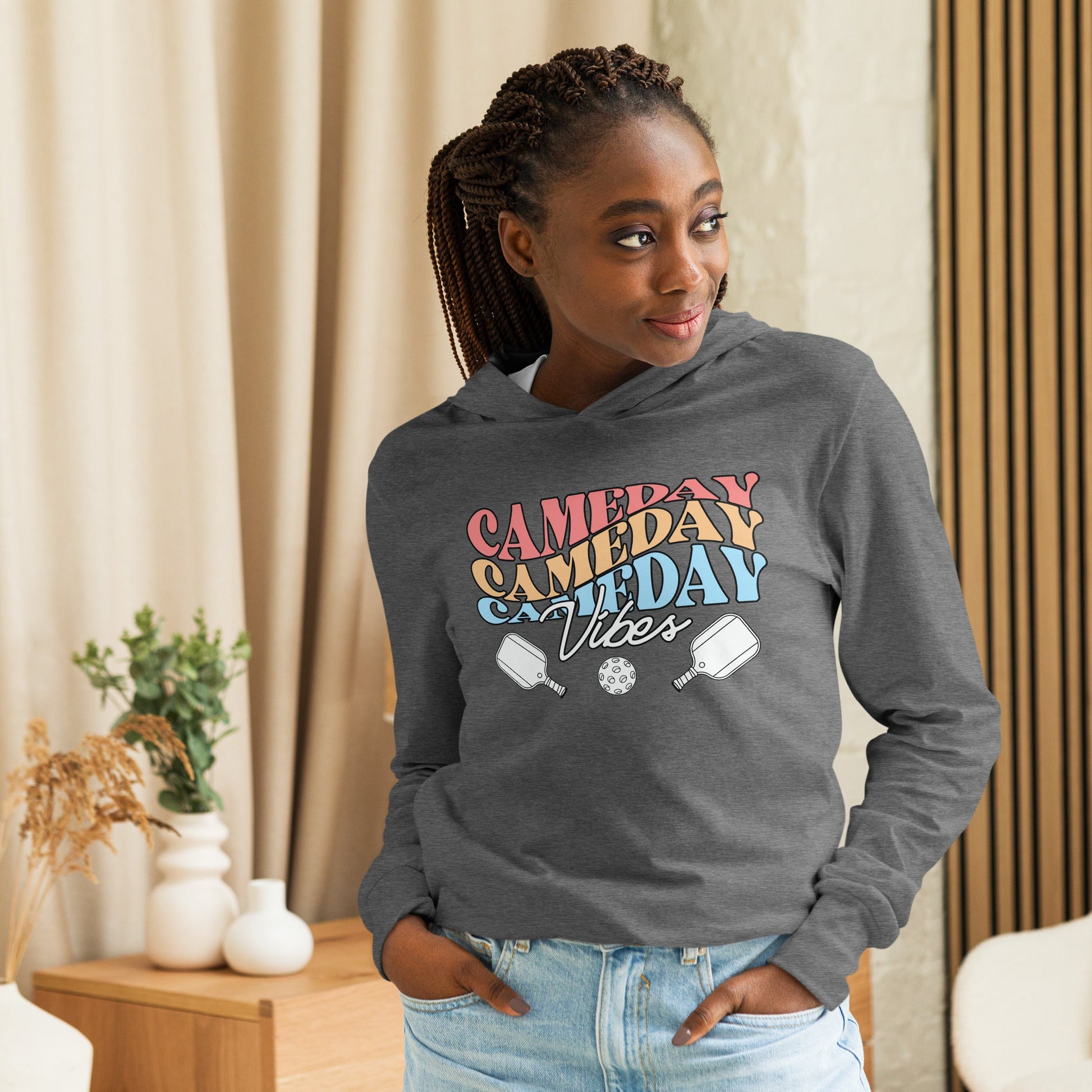 Gameday Vibes Pickleball Hoodie Tee - Charcoal - Black Triblend