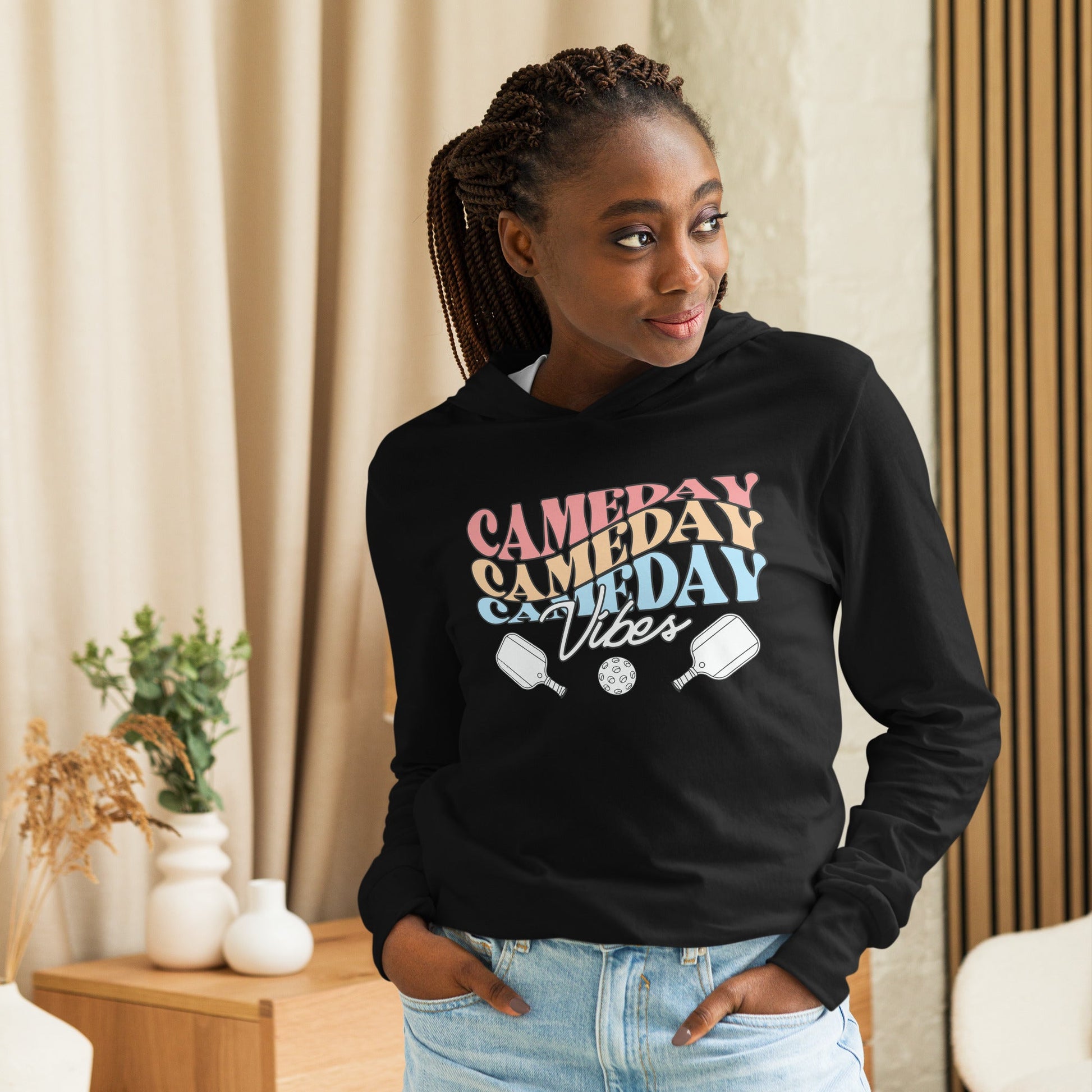 Gameday Vibes Pickleball Hoodie Tee - Charcoal - Black Triblend