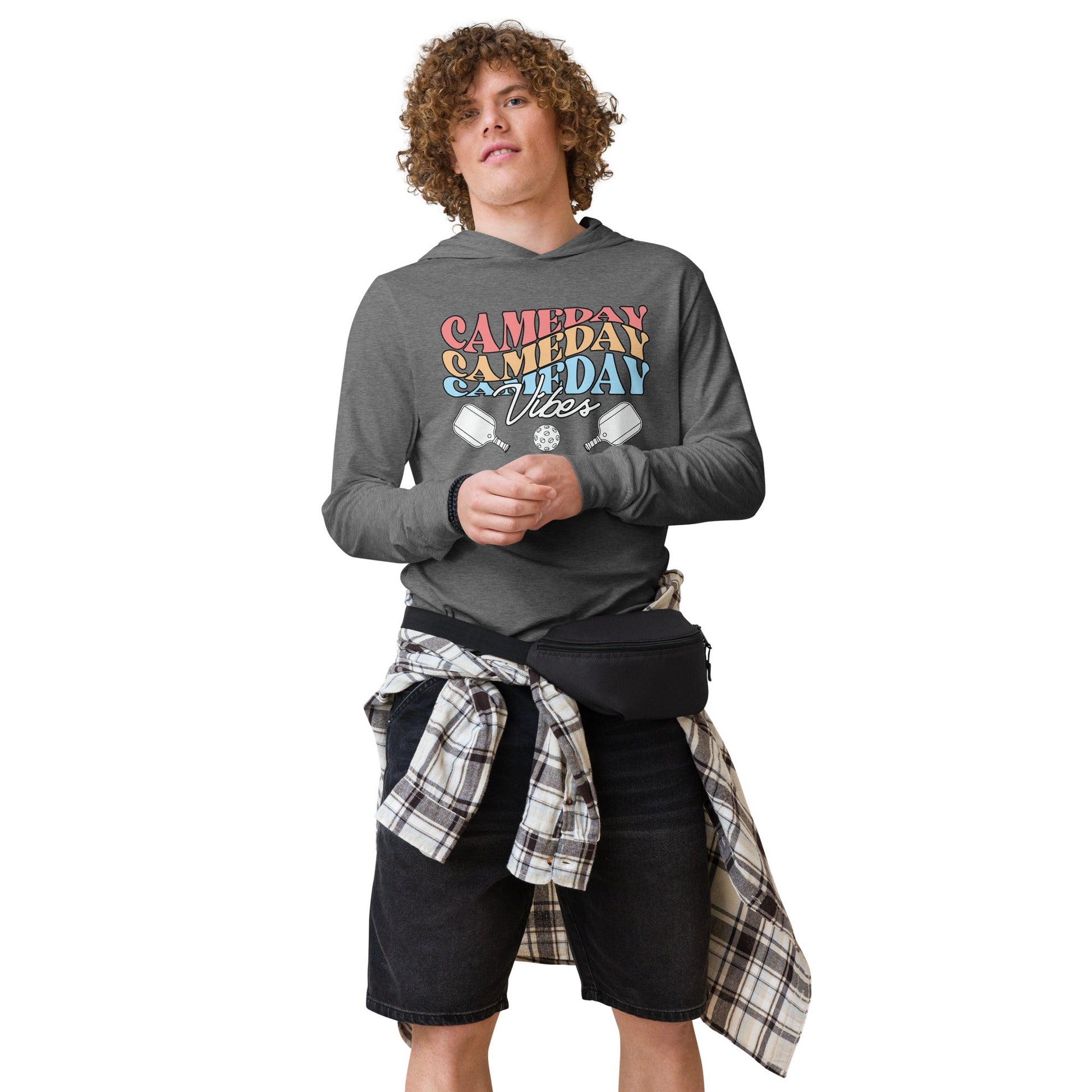 Gameday Vibes Pickleball Hoodie Tee - Grey Triblend