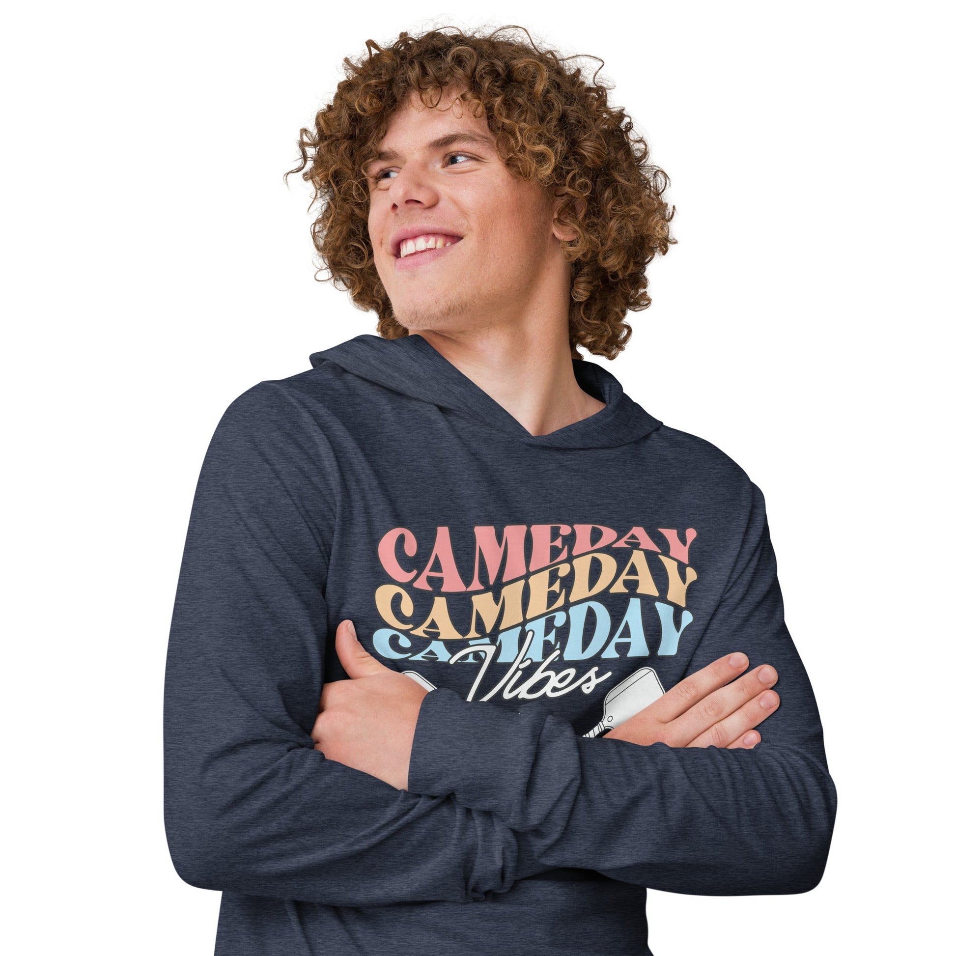 Gameday Vibes Pickleball Hoodie Tee - Heather Navy