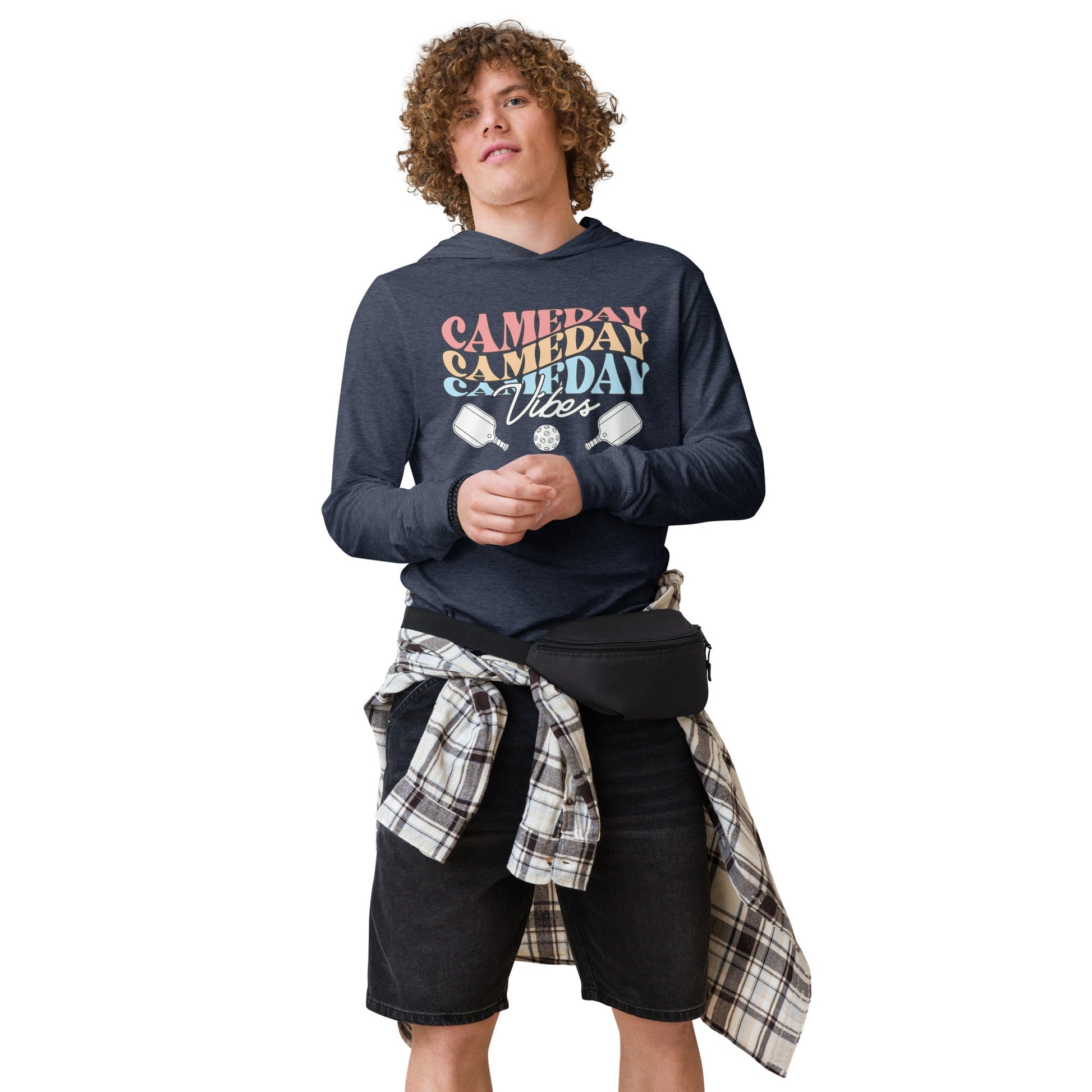 Gameday Vibes Pickleball Hoodie Tee - Heather Navy