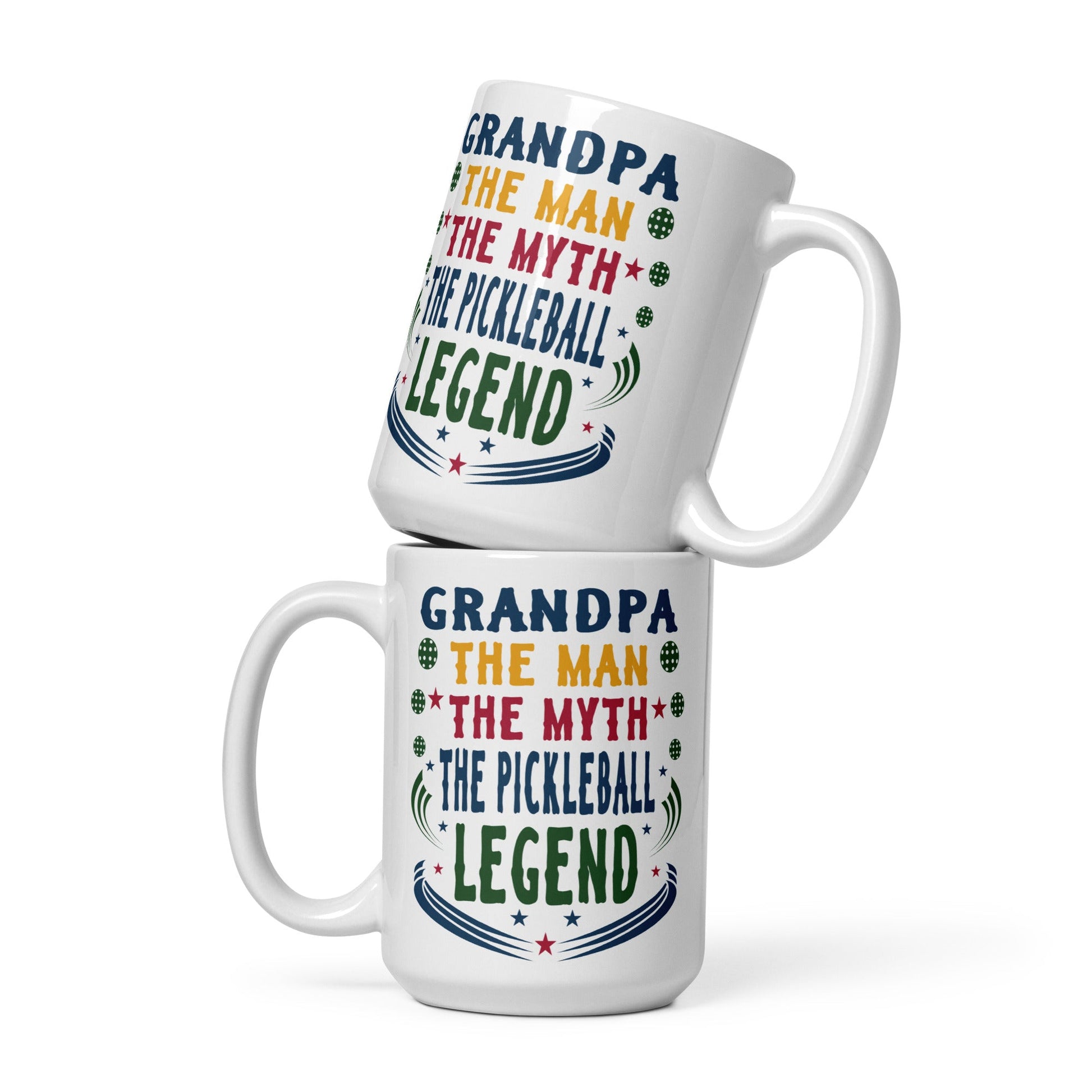 Grandpa The Man The Myth The Pickleball Legend on Ceramic Coffee Mug - 15 oz
