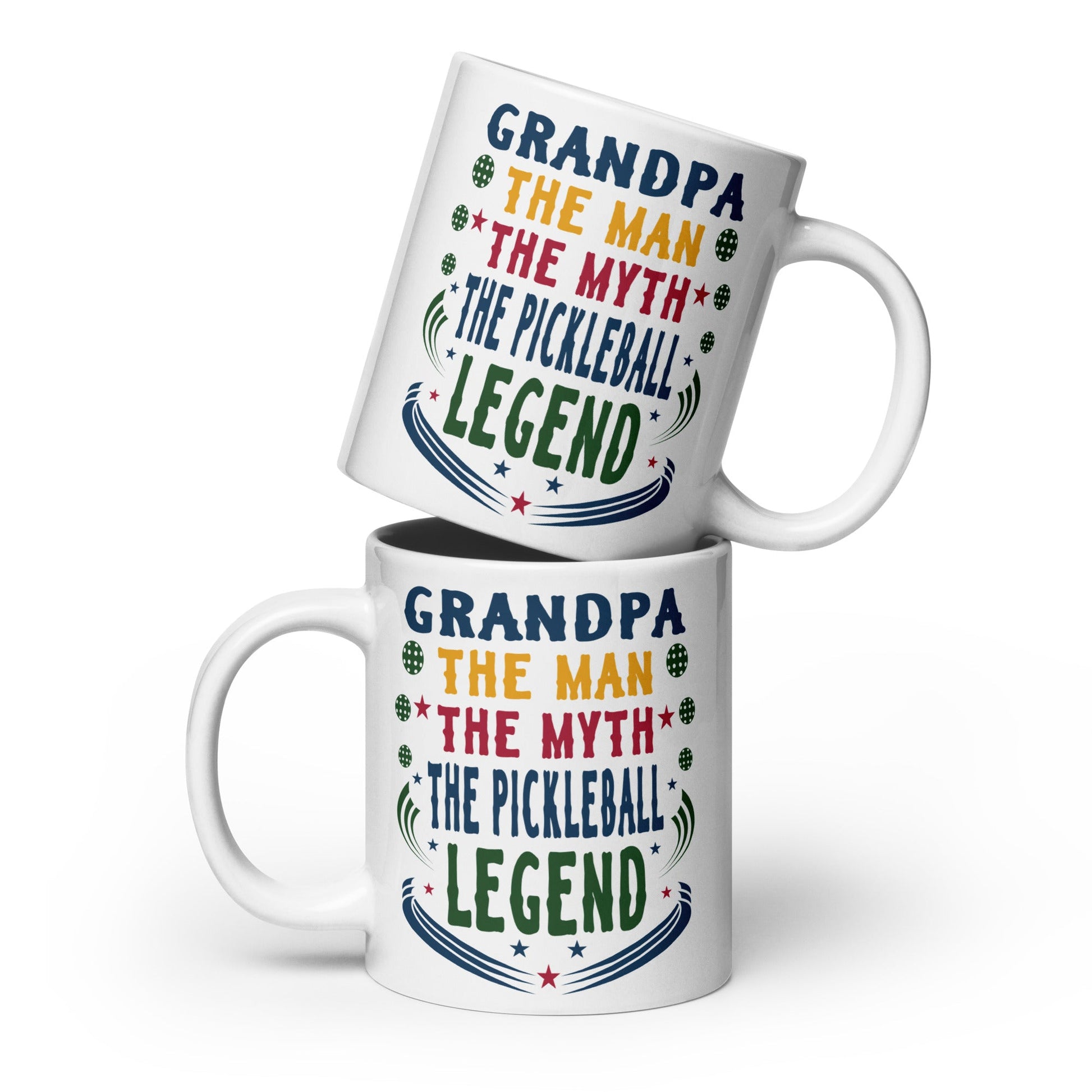 Grandpa The Man The Myth The Pickleball Legend on Ceramic Coffee Mug - 20 oz