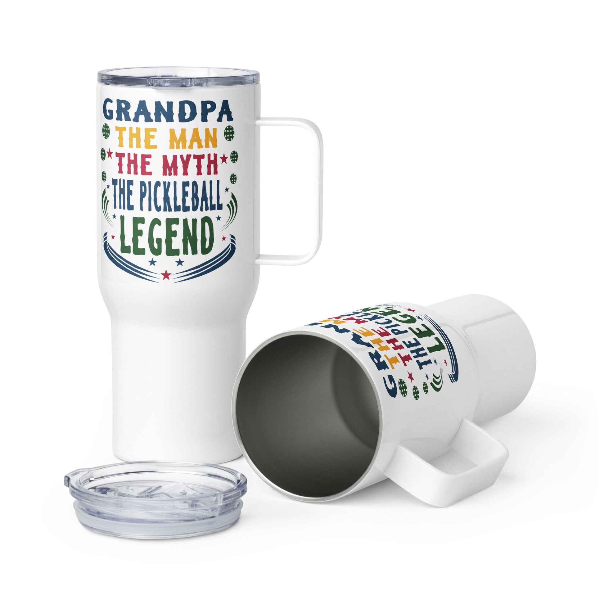 Grandpa The Man The Myth The Pickleball Legend on tumbler with handle - 25 oz