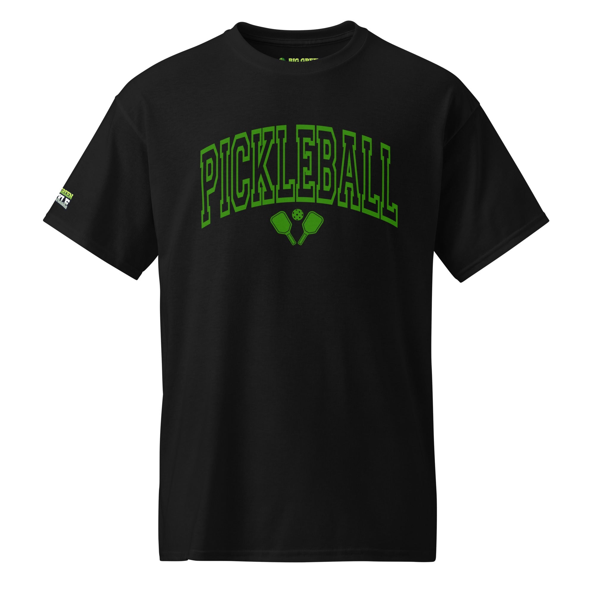 Green Arched Letters "PICKLEBALL" 50/50 DryBlend T-Shirt - Black