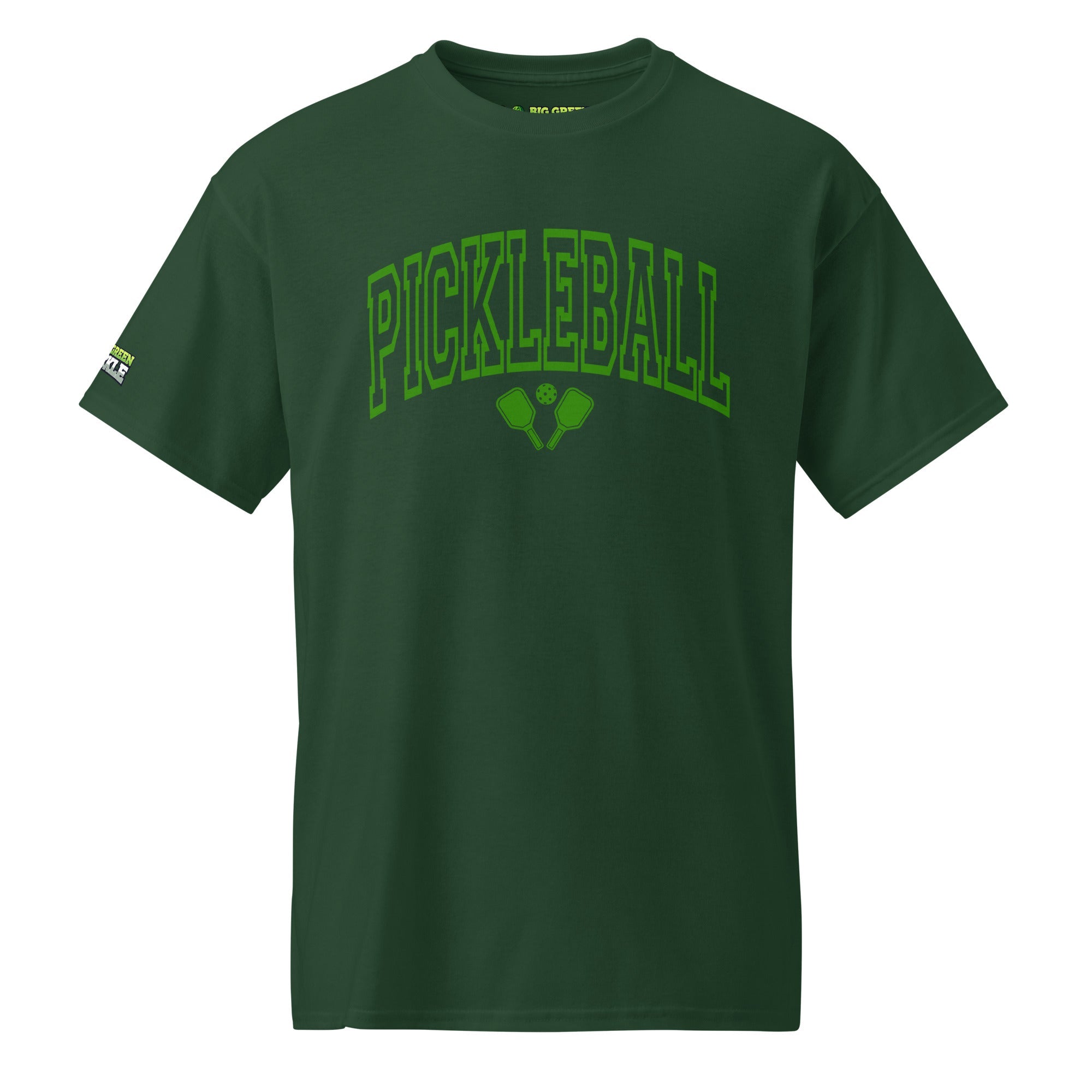 Green Arched Letters "PICKLEBALL" 50/50 DryBlend T-Shirt - Forest Green