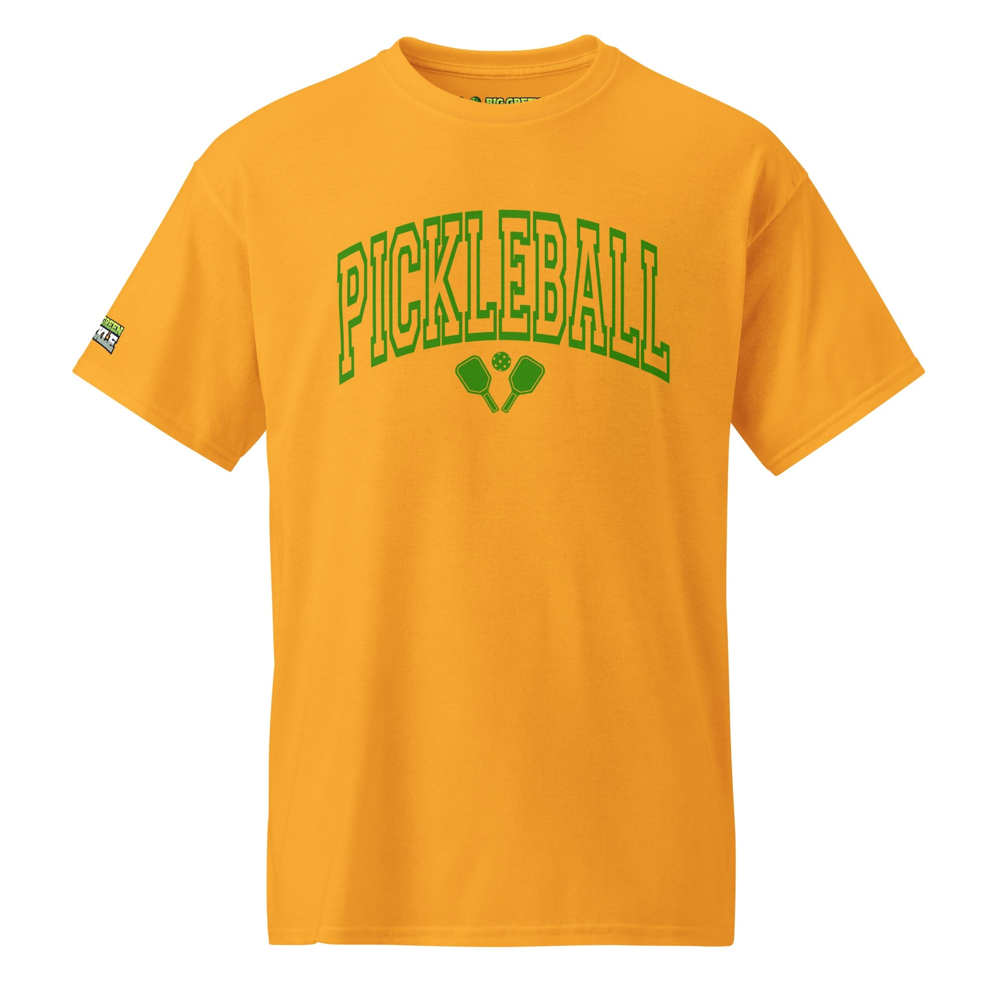 Green Arched Letters "PICKLEBALL" 50/50 DryBlend T-Shirt - Gold