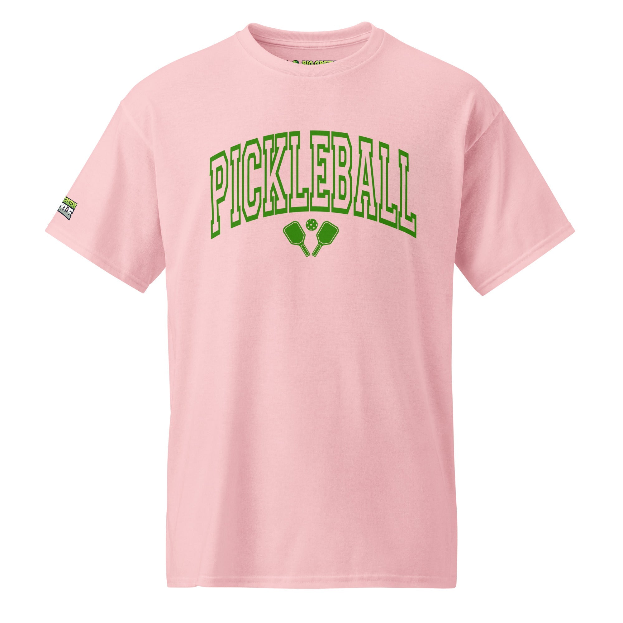 Green Arched Letters "PICKLEBALL" 50/50 DryBlend T-Shirt - Light Pink