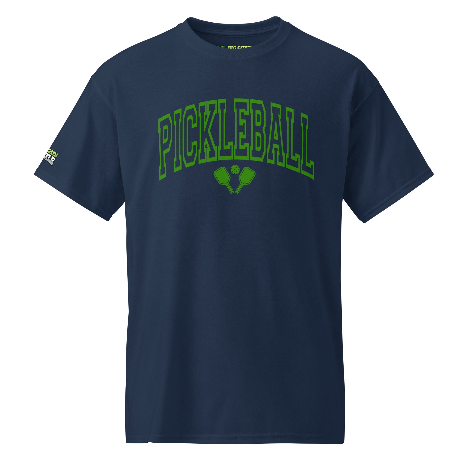 Green Arched Letters "PICKLEBALL" 50/50 DryBlend T-Shirt - Navy