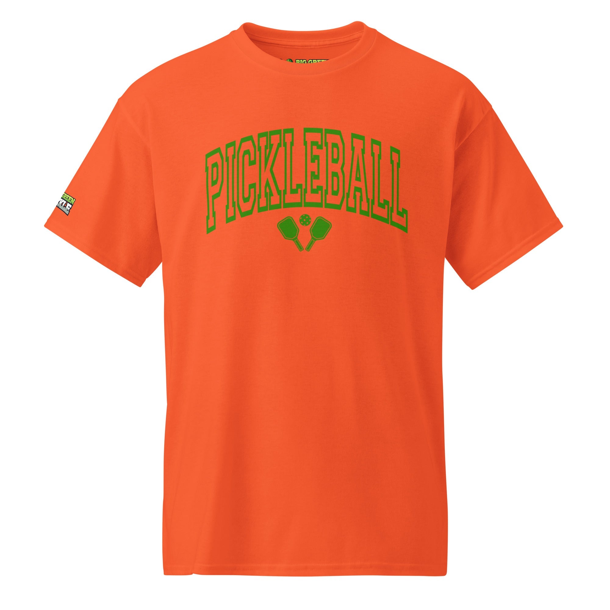 Green Arched Letters "PICKLEBALL" 50/50 DryBlend T-Shirt - Orange