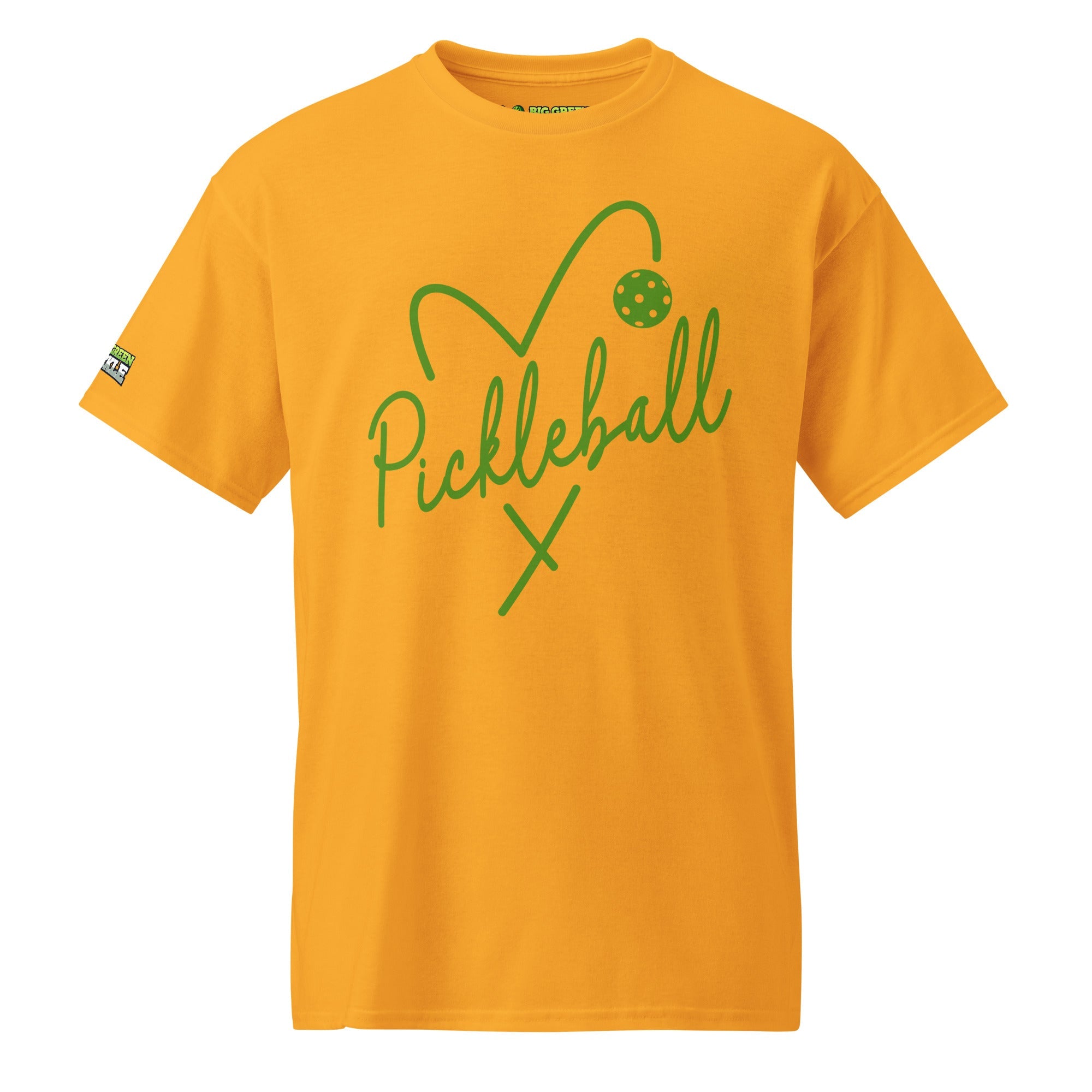 Green Heart Pickleball DryBlend T-Shirt - Gold