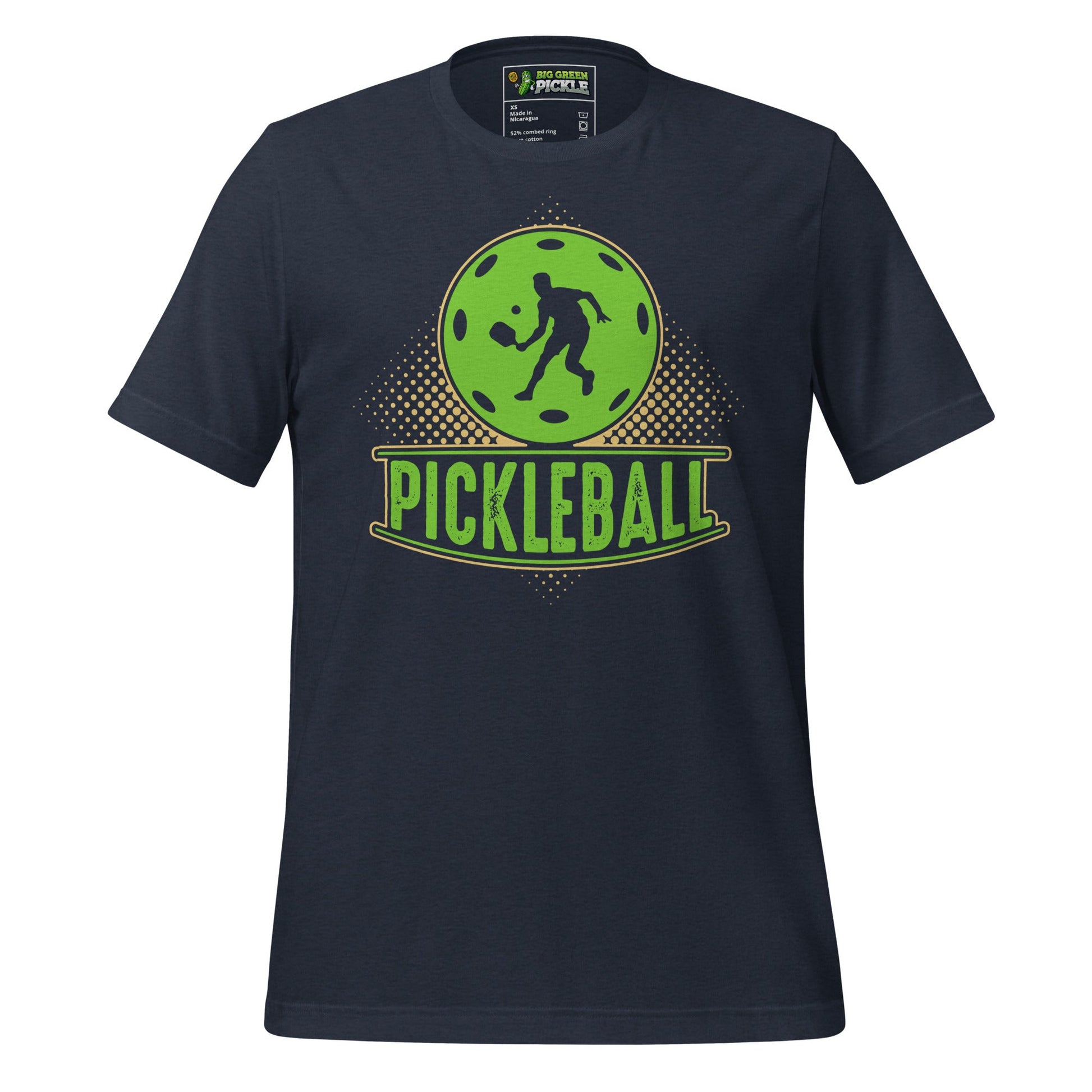 Green Pickleball Graphic Tee – Sporty & Fun - Heather Navy