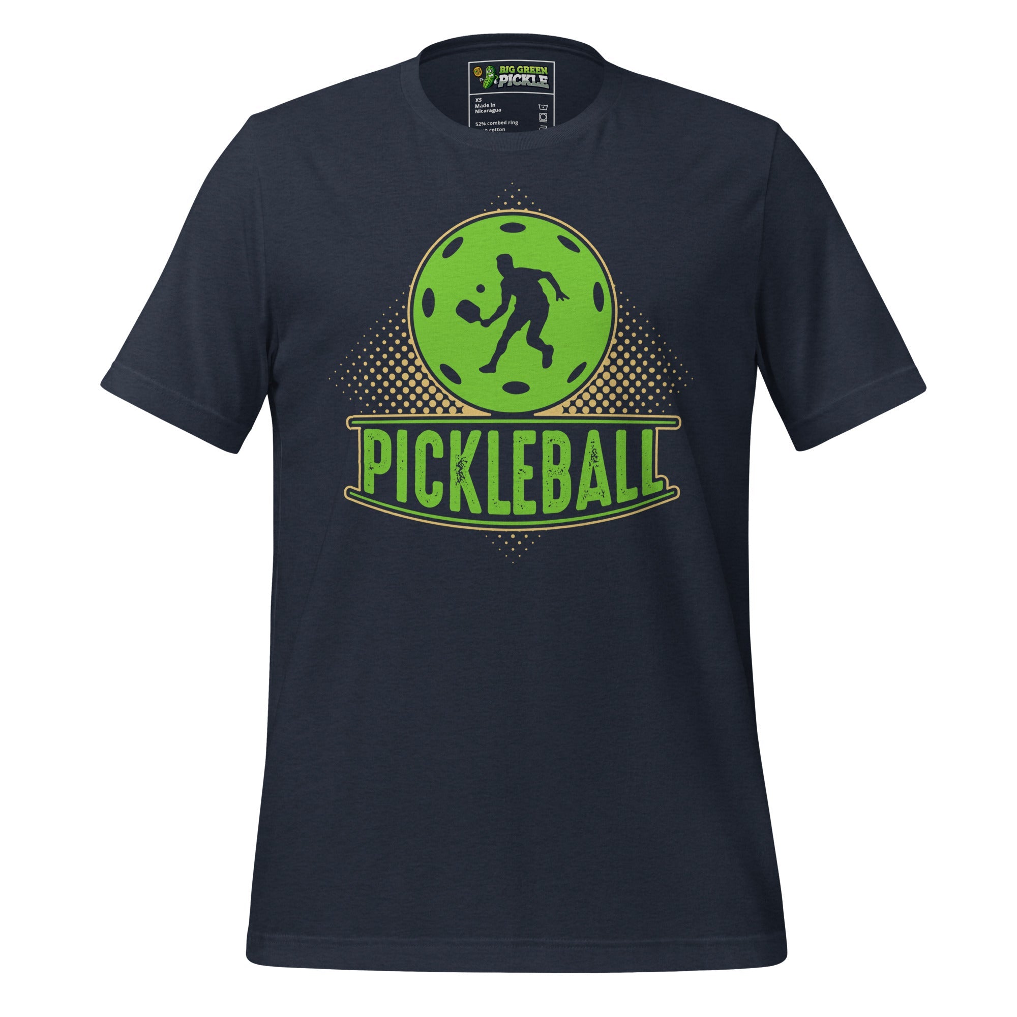 Green Pickleball Graphic Tee – Sporty & Fun - Heather Navy